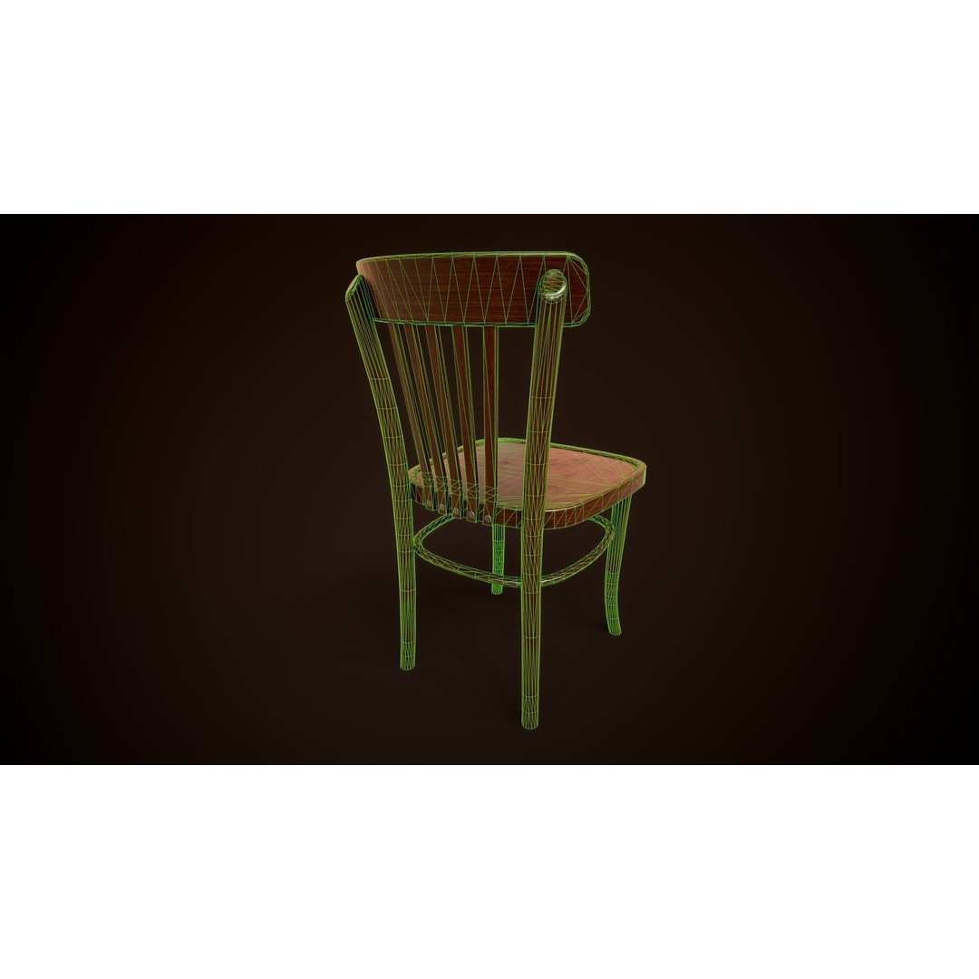 Vintage Chair 3D Model – Low Poly Game Ready Asset, FBX, OBJ - View 12