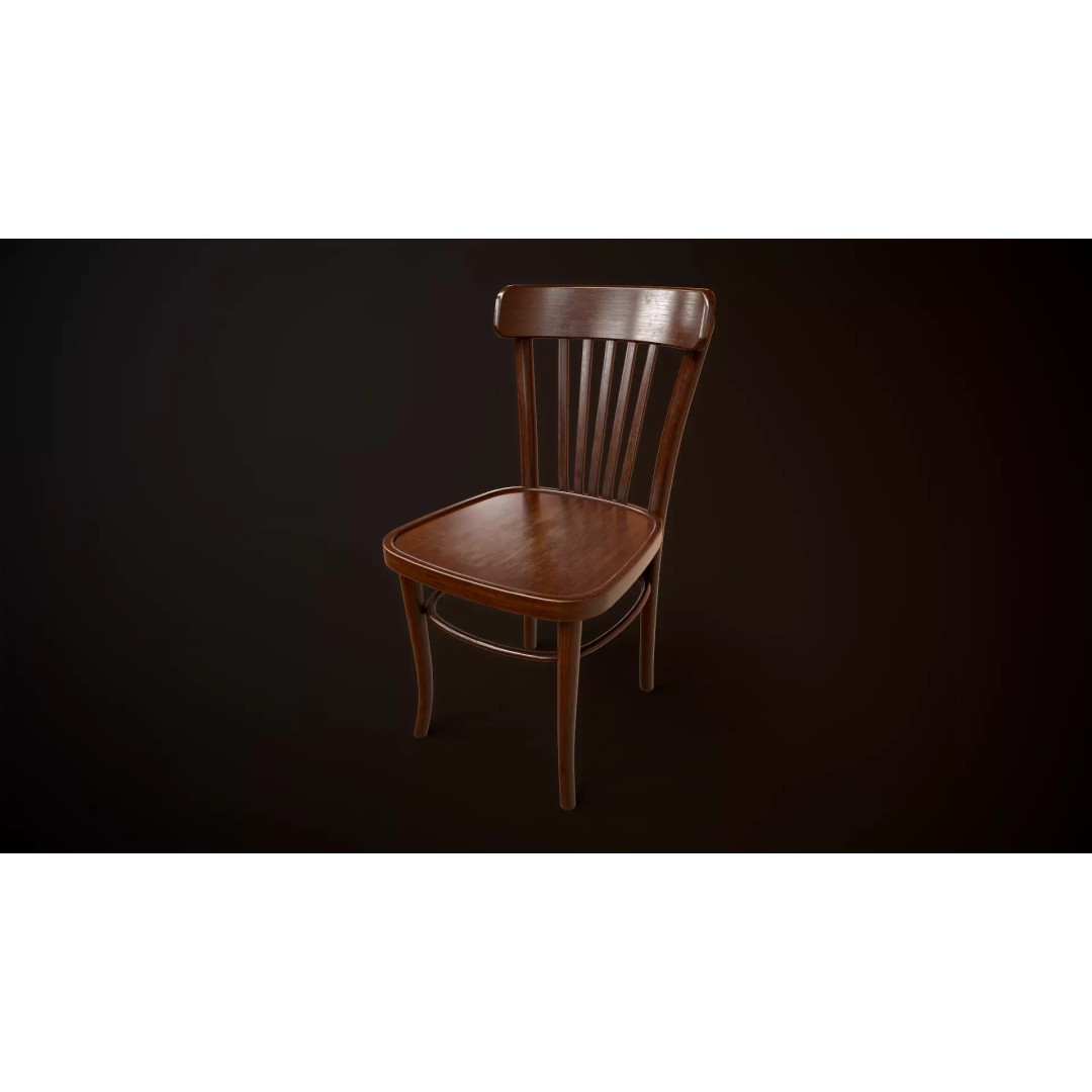 Vintage Chair 3D Model – Low Poly Game Ready Asset, FBX, OBJ - View 2