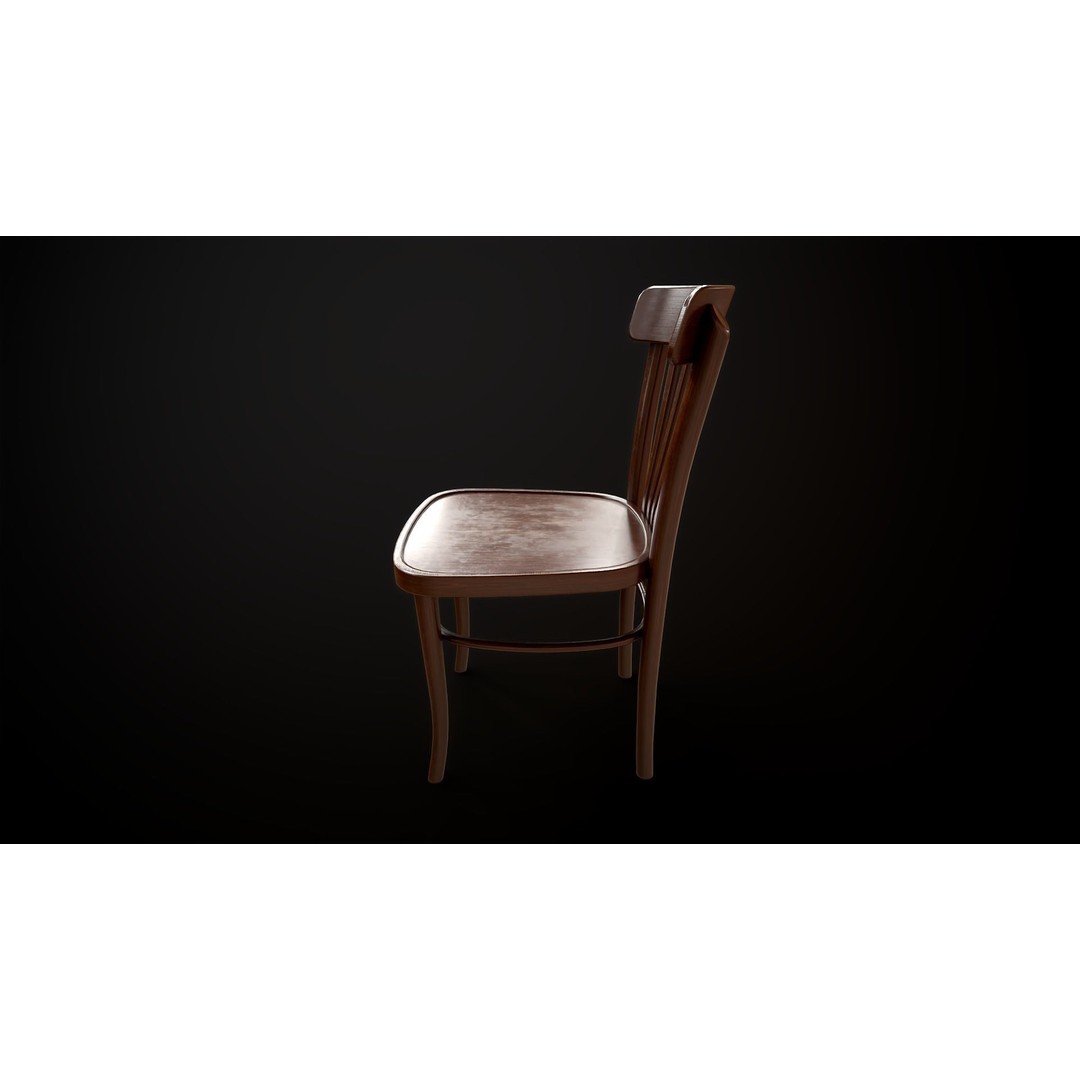 Vintage Chair 3D Model – Low Poly Game Ready Asset, FBX, OBJ - View 4