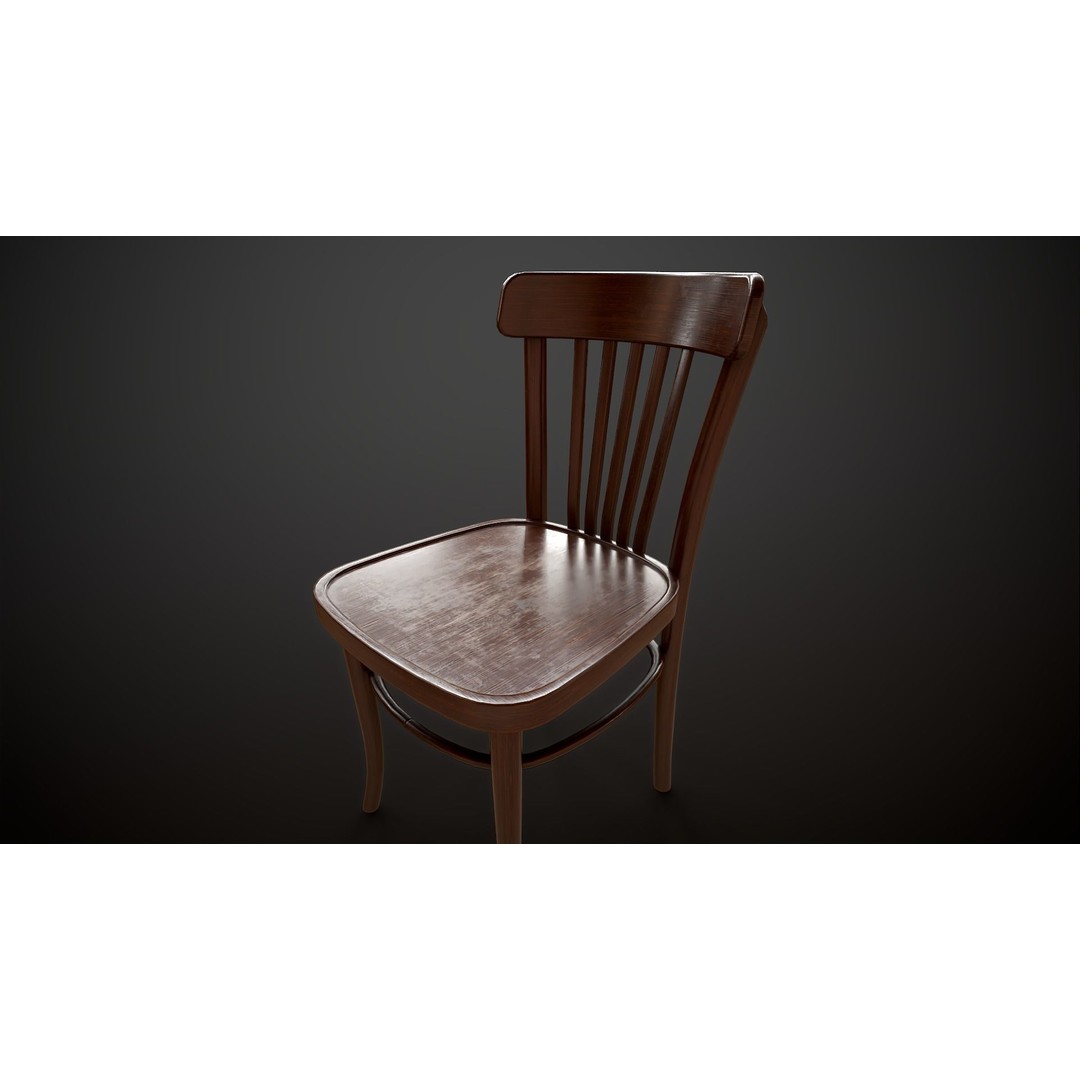 Vintage Chair 3D Model – Low Poly Game Ready Asset, FBX, OBJ - View 5