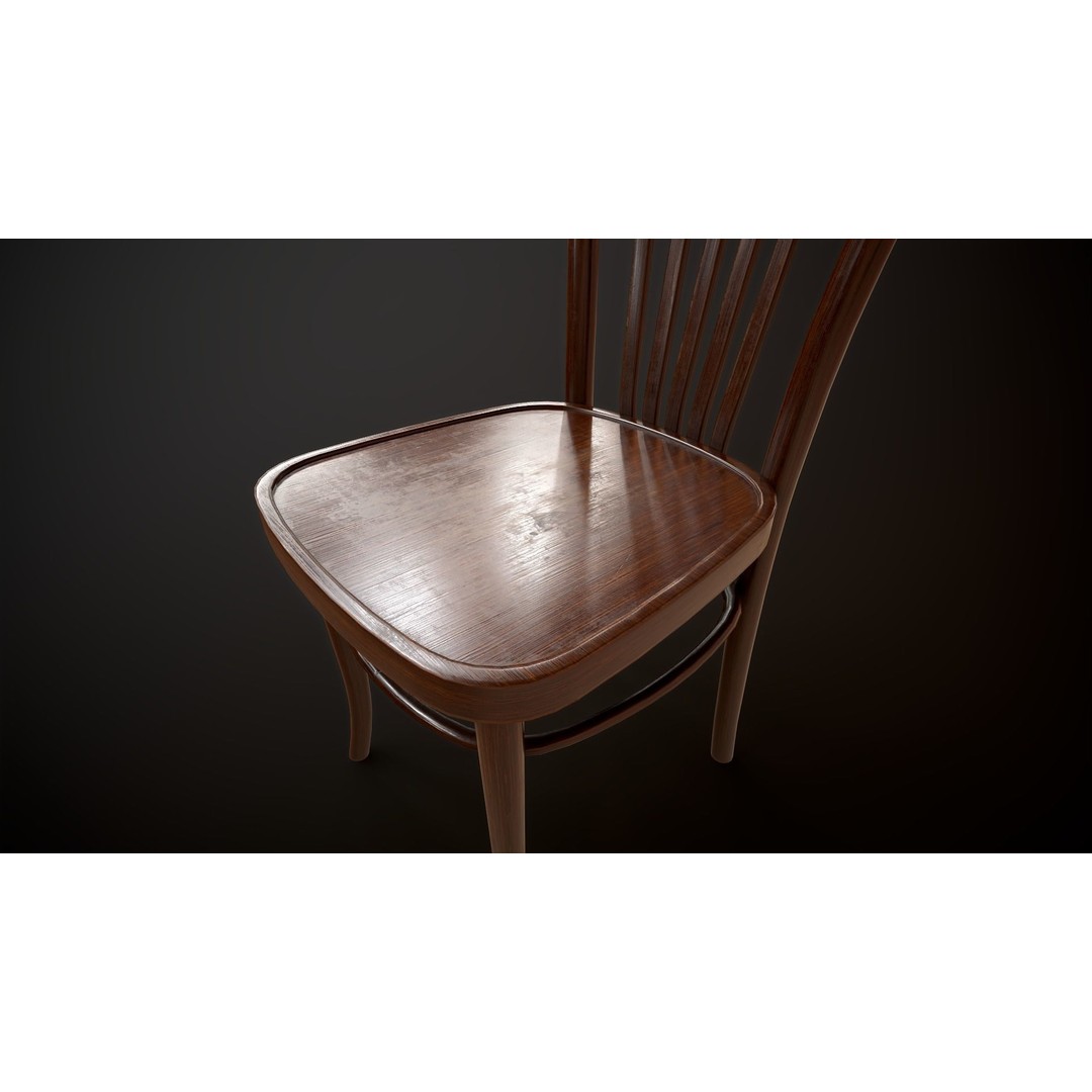 Vintage Chair 3D Model – Low Poly Game Ready Asset, FBX, OBJ - View 6