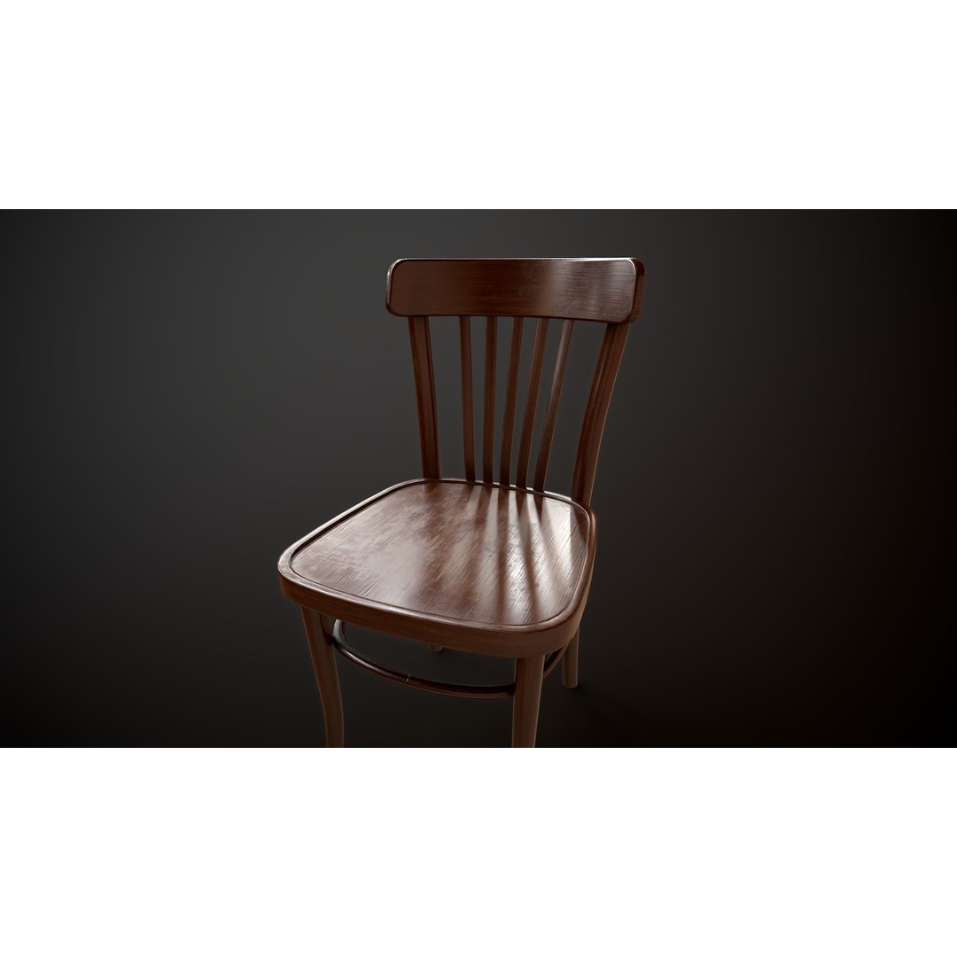 Vintage Chair 3D Model – Low Poly Game Ready Asset, FBX, OBJ - View 7