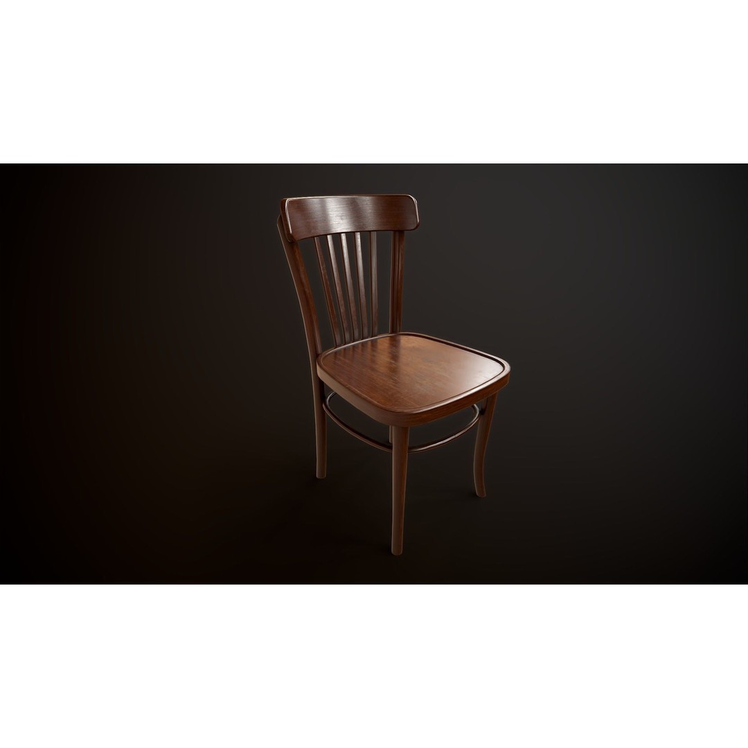 Vintage Chair 3D Model – Low Poly Game Ready Asset, FBX, OBJ - View 8