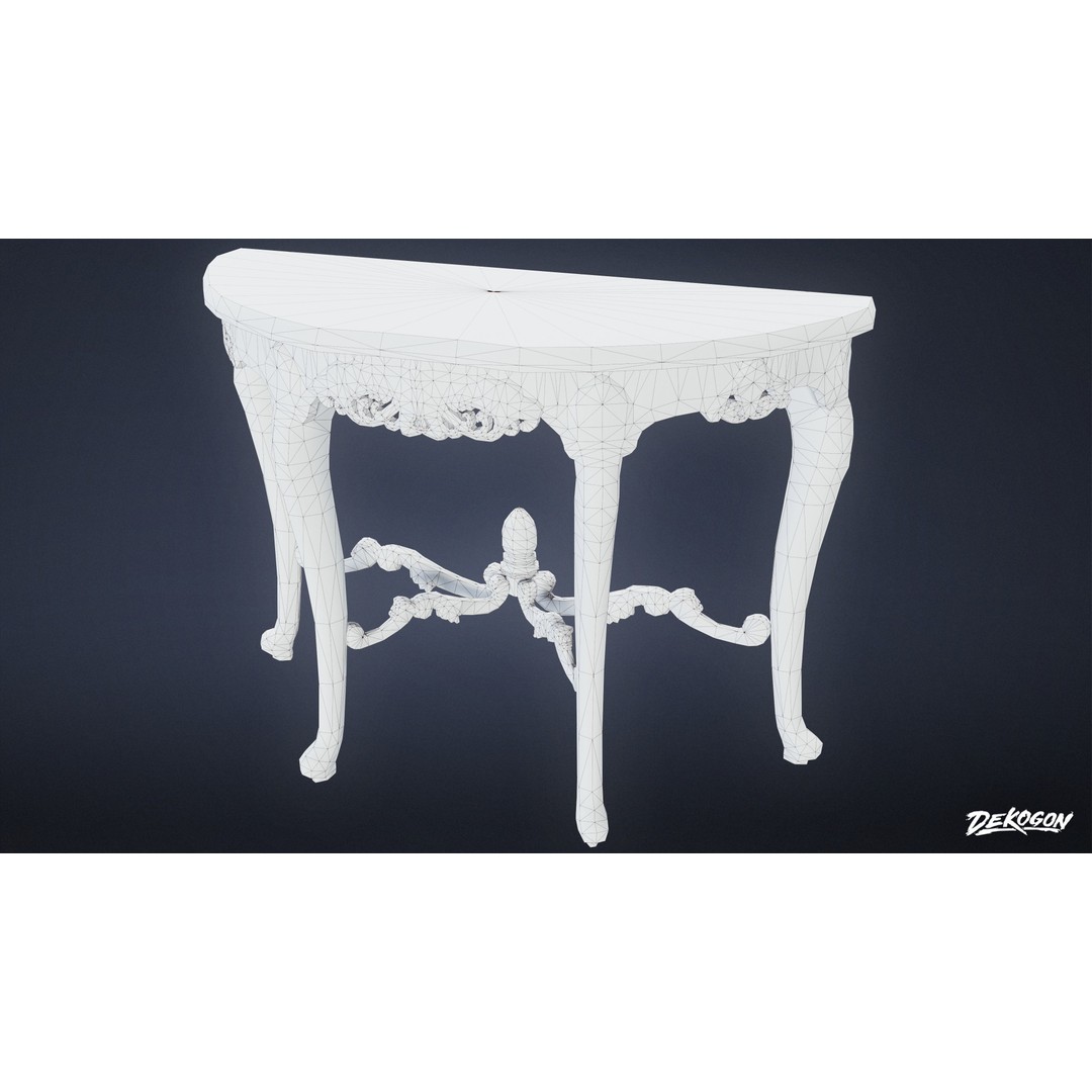 Attic Table 3D Model – Low Poly Game Asset, FBX Format - View 10
