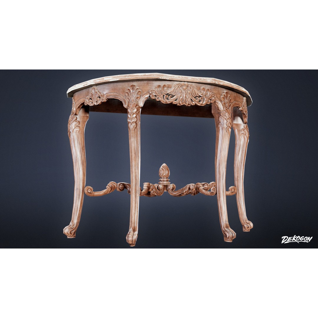 Attic Table 3D Model – Low Poly Game Asset, FBX Format - View 7