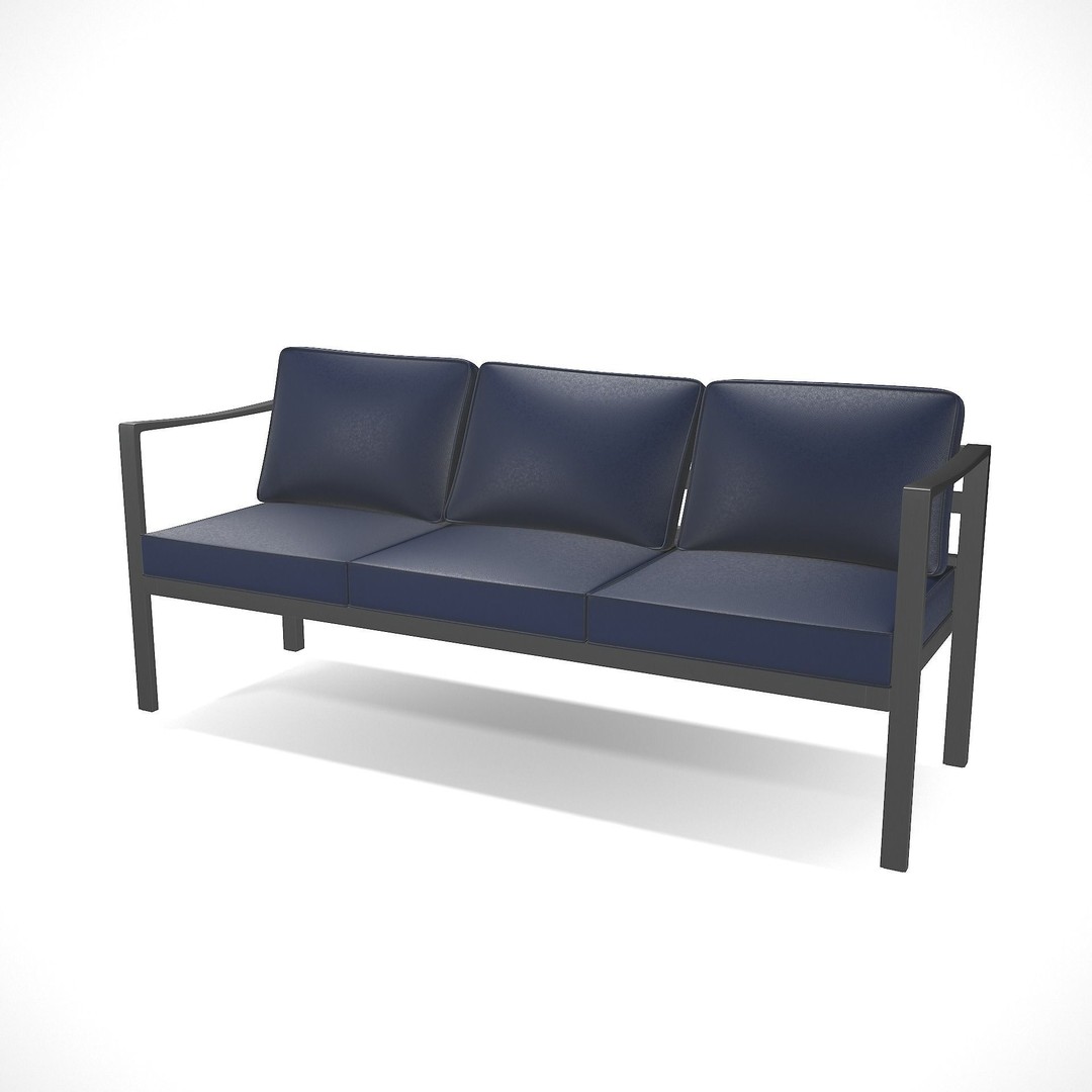 Sling Fabric Outdoor Bench 3D Model – Low Poly PBR Game Asset, FBX - View 3