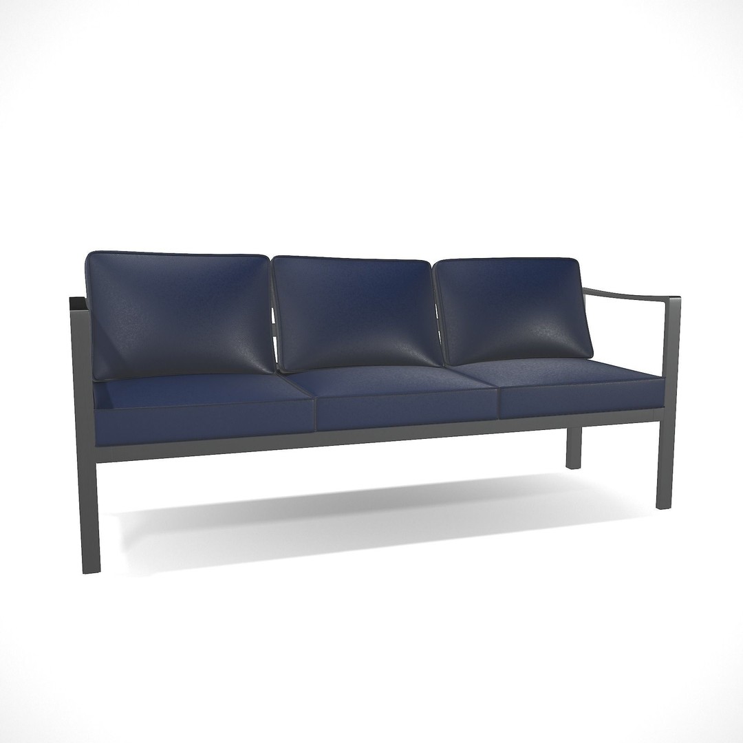 Sling Fabric Outdoor Bench 3D Model – Low Poly PBR Game Asset, FBX - View 4