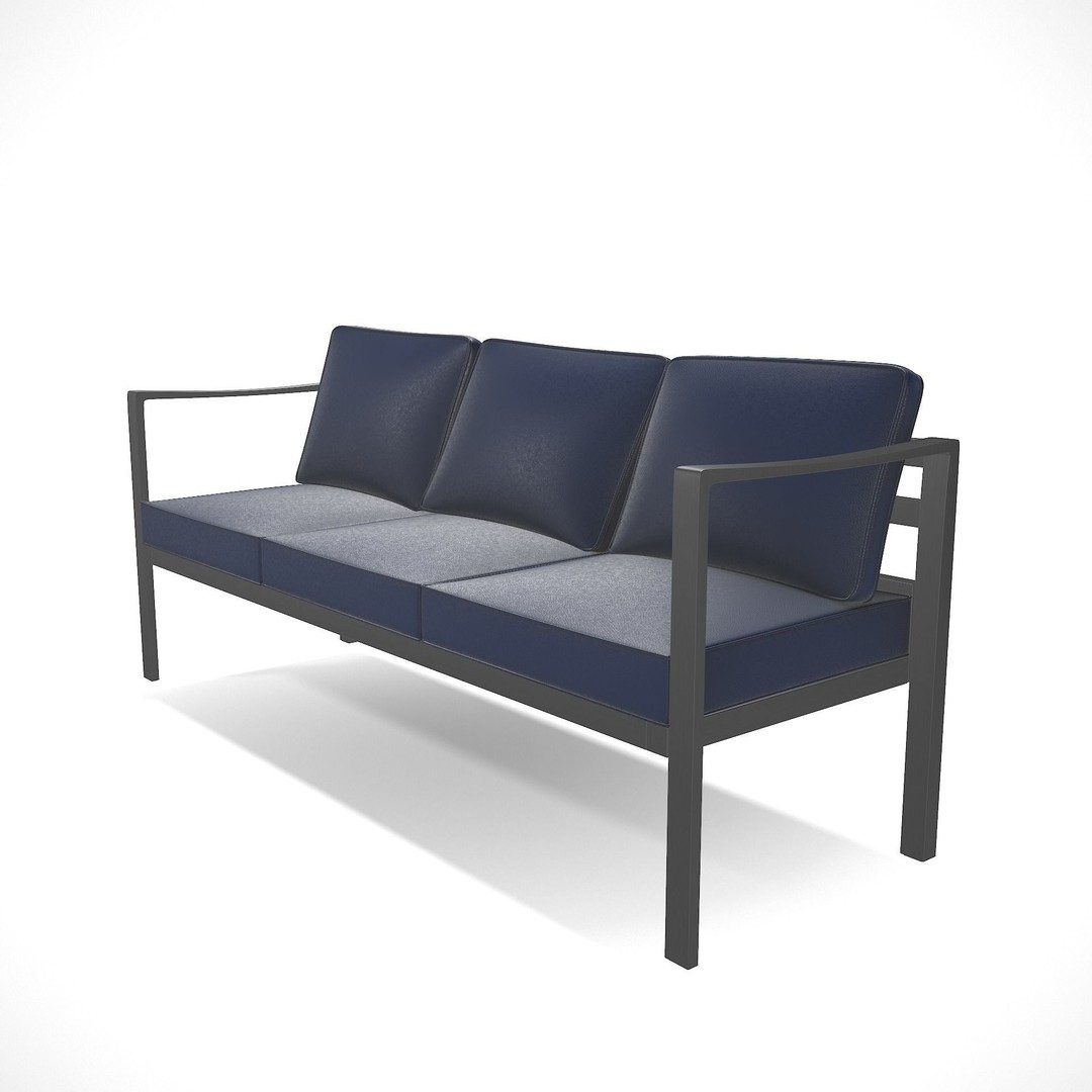 Sling Fabric Outdoor Bench 3D Model – Low Poly PBR Game Asset, FBX - View 6