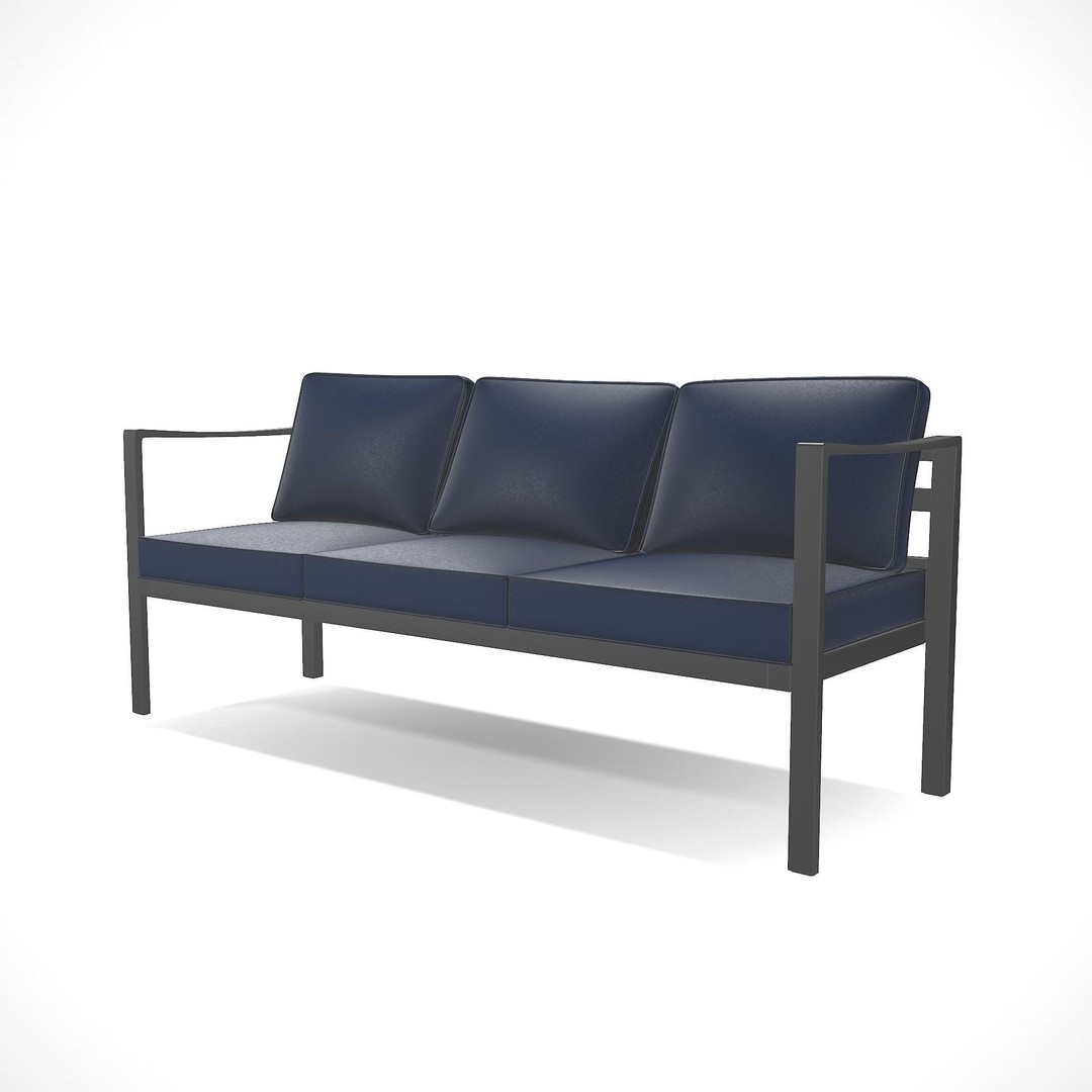 Sling Fabric Outdoor Bench 3D Model – Low Poly PBR Game Asset, FBX - View 9