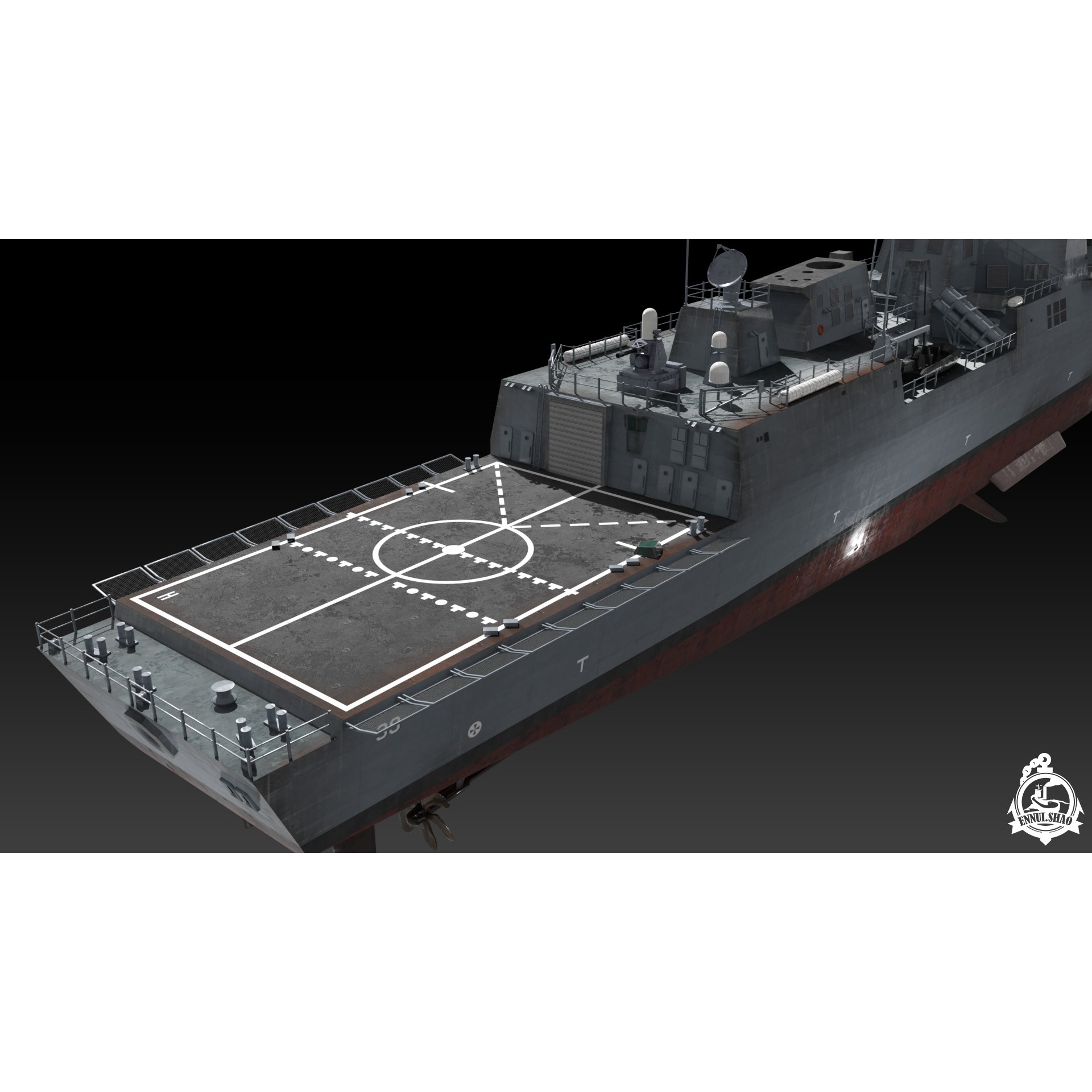 HMAS Hobart - Low-Poly Game-Ready 3D Model - View 11