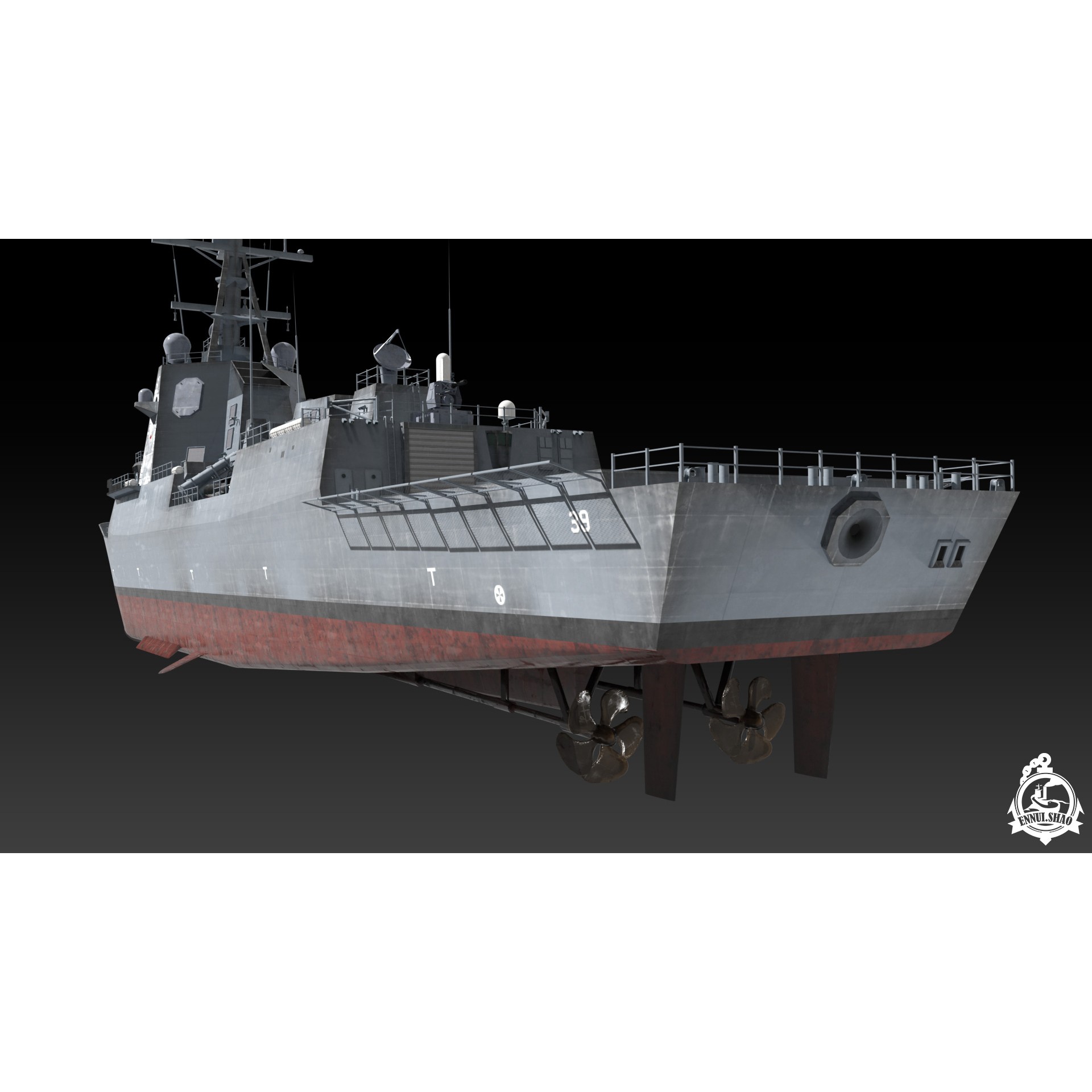 HMAS Hobart - Low-Poly Game-Ready 3D Model - View 12