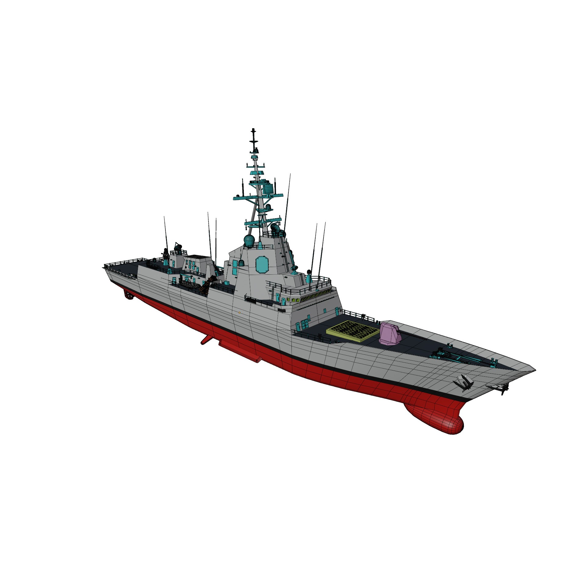 HMAS Hobart - Low-Poly Game-Ready 3D Model - View 13