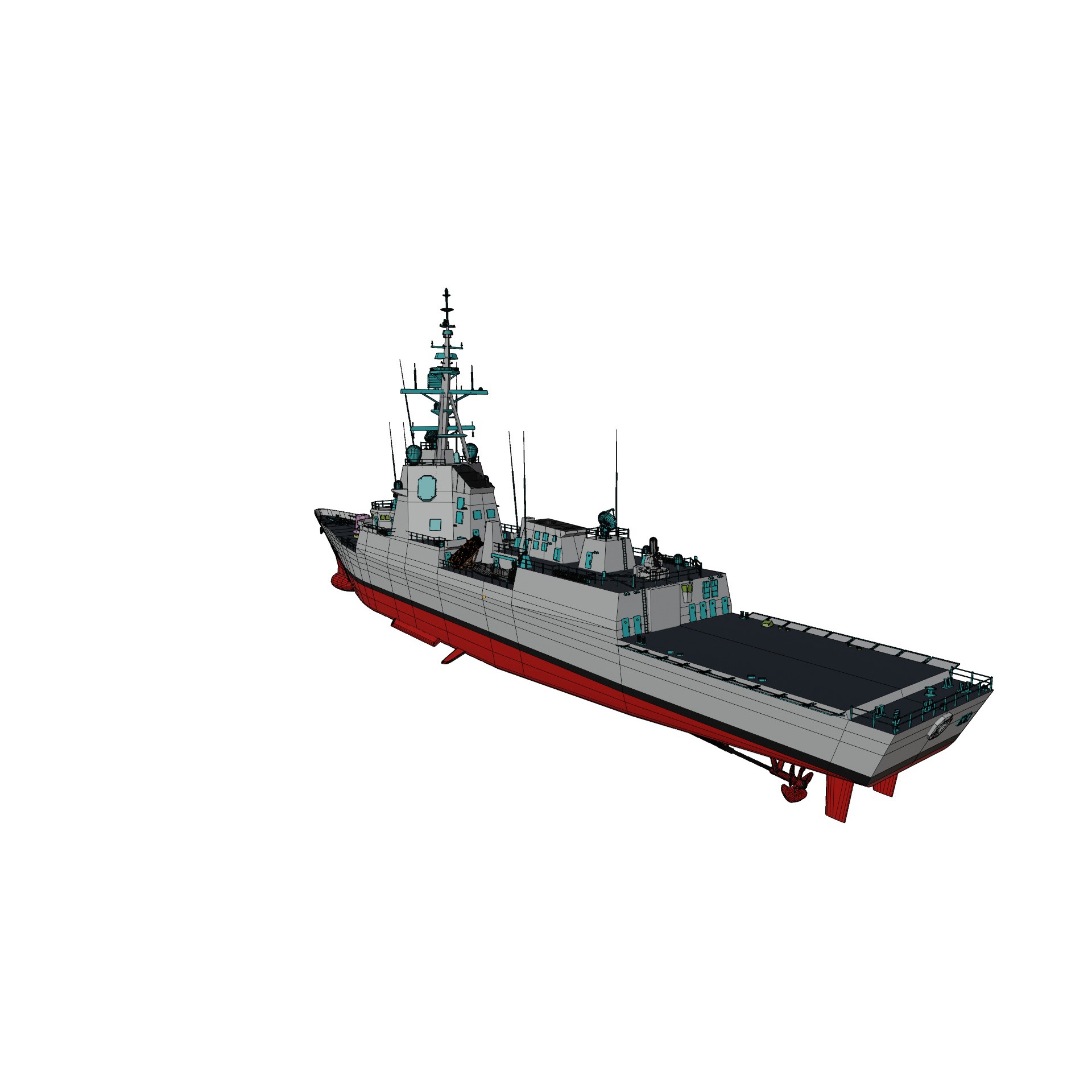 HMAS Hobart - Low-Poly Game-Ready 3D Model - View 14