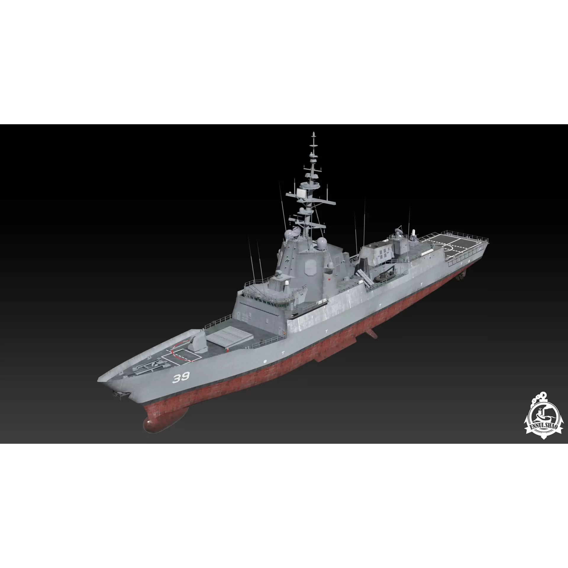 HMAS Hobart - Low-Poly Game-Ready 3D Model - View 2