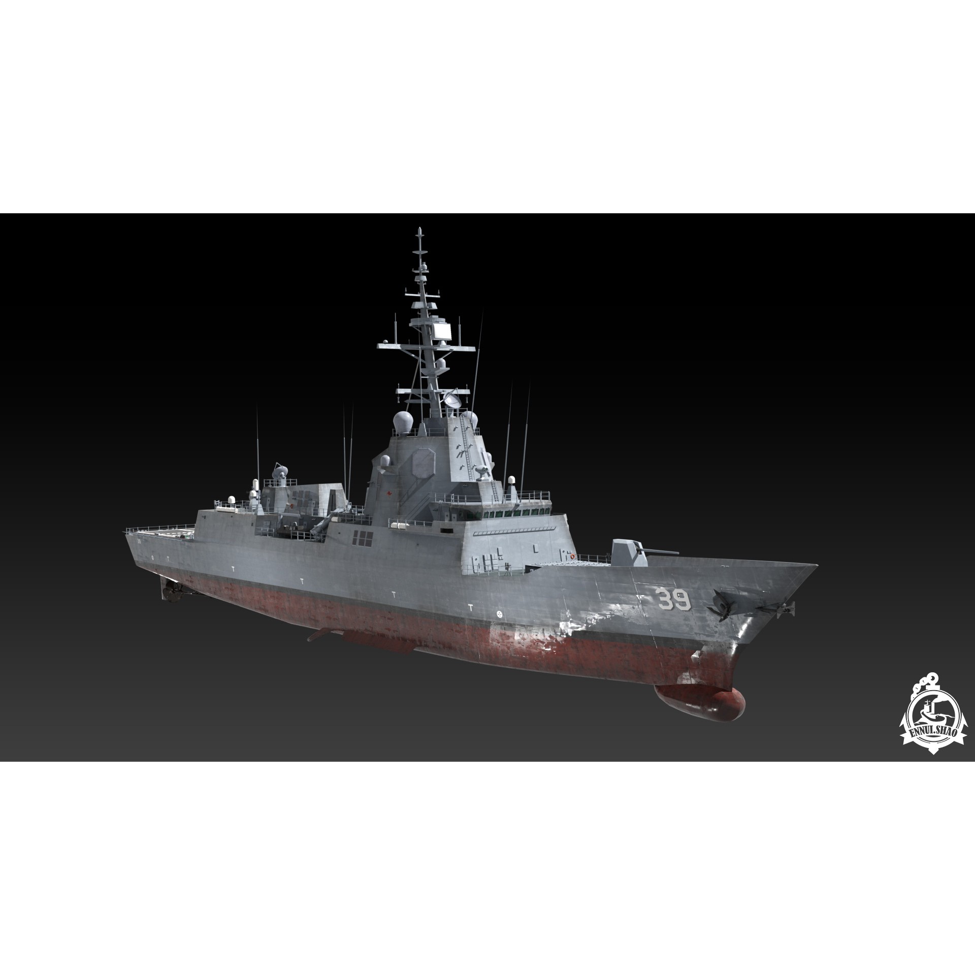 HMAS Hobart - Low-Poly Game-Ready 3D Model - View 3