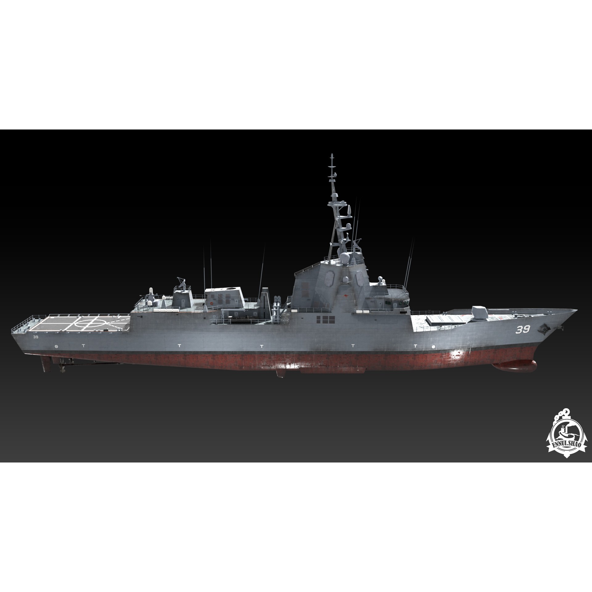 HMAS Hobart - Low-Poly Game-Ready 3D Model - View 4