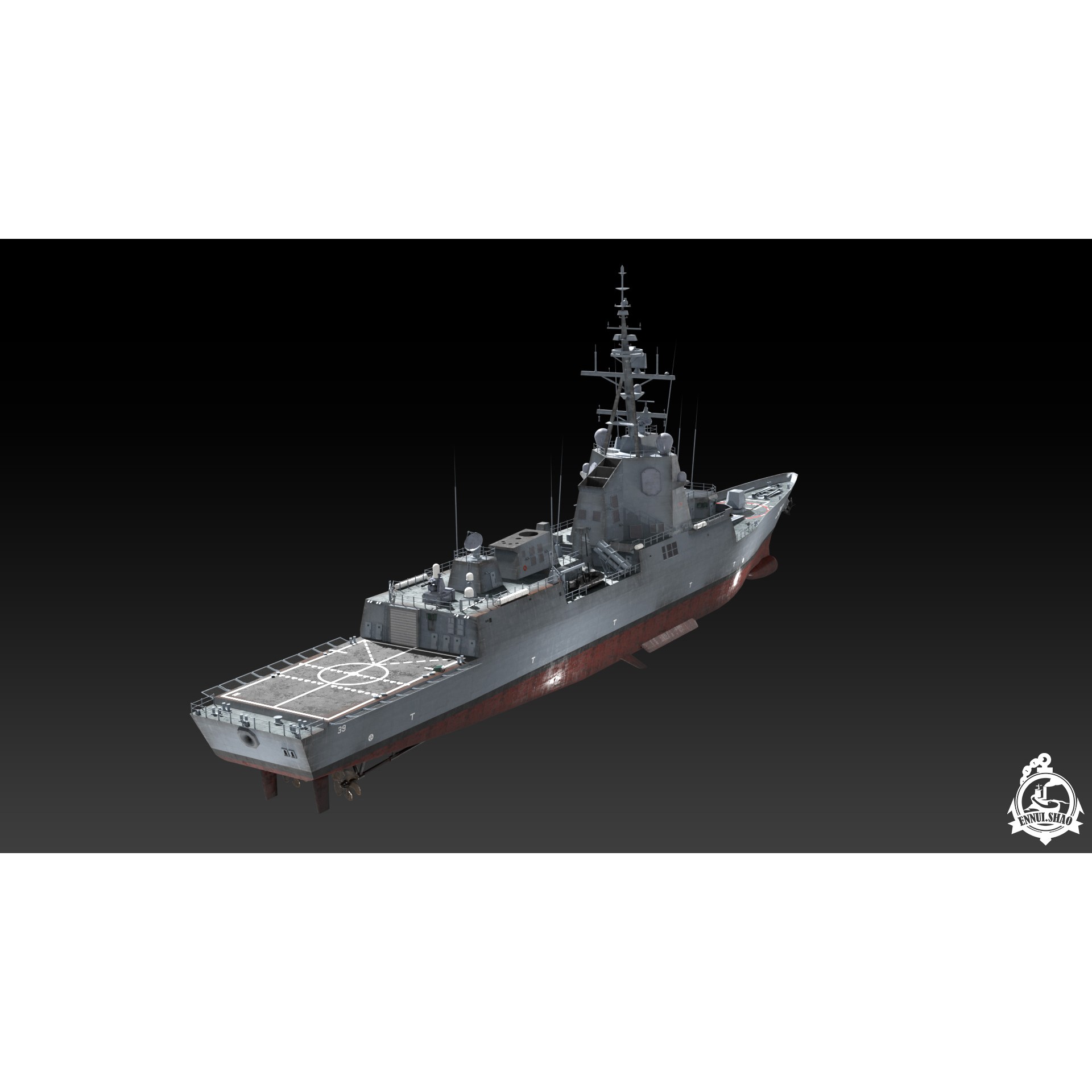 HMAS Hobart - Low-Poly Game-Ready 3D Model - View 5