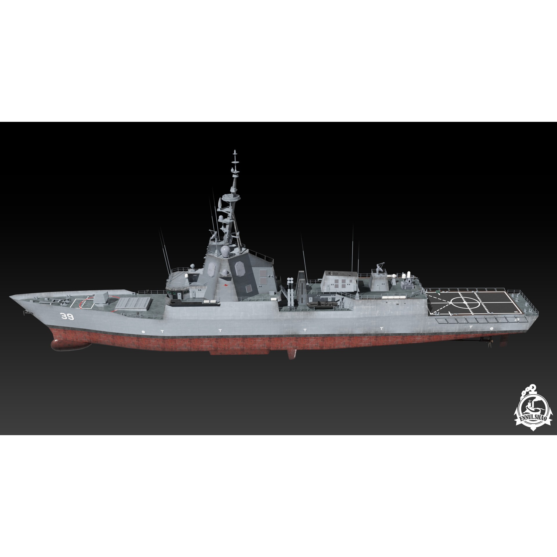 HMAS Hobart - Low-Poly Game-Ready 3D Model - View 7