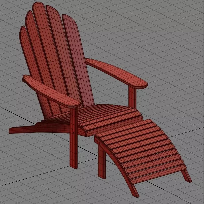 Chaise Lounge Chair 3D Model – Wooden Garden Seat, FBX, PBR - View 7