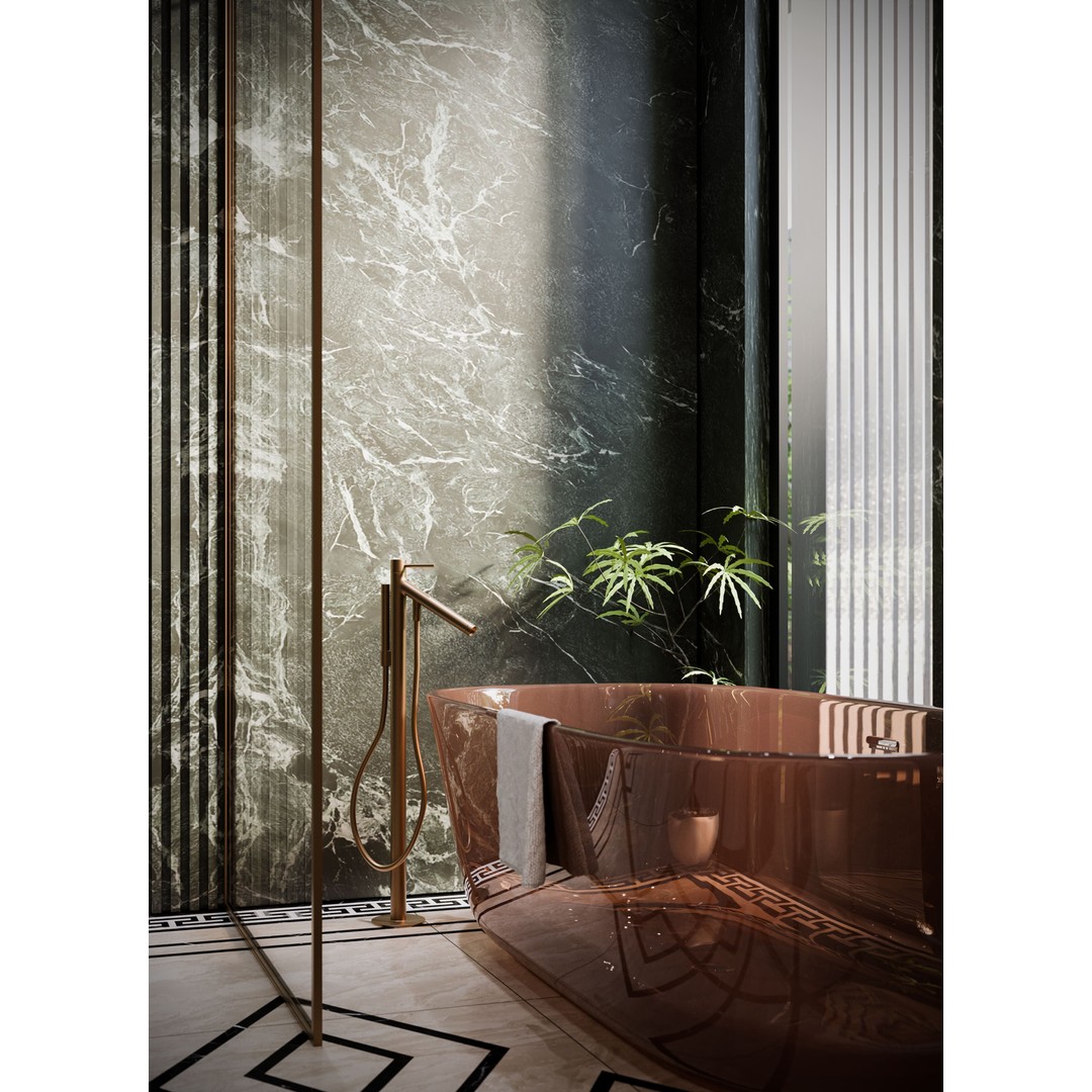 Luxury Bathroom 3D Model – Elegant Design with Marble and Copper, FBX - View 13
