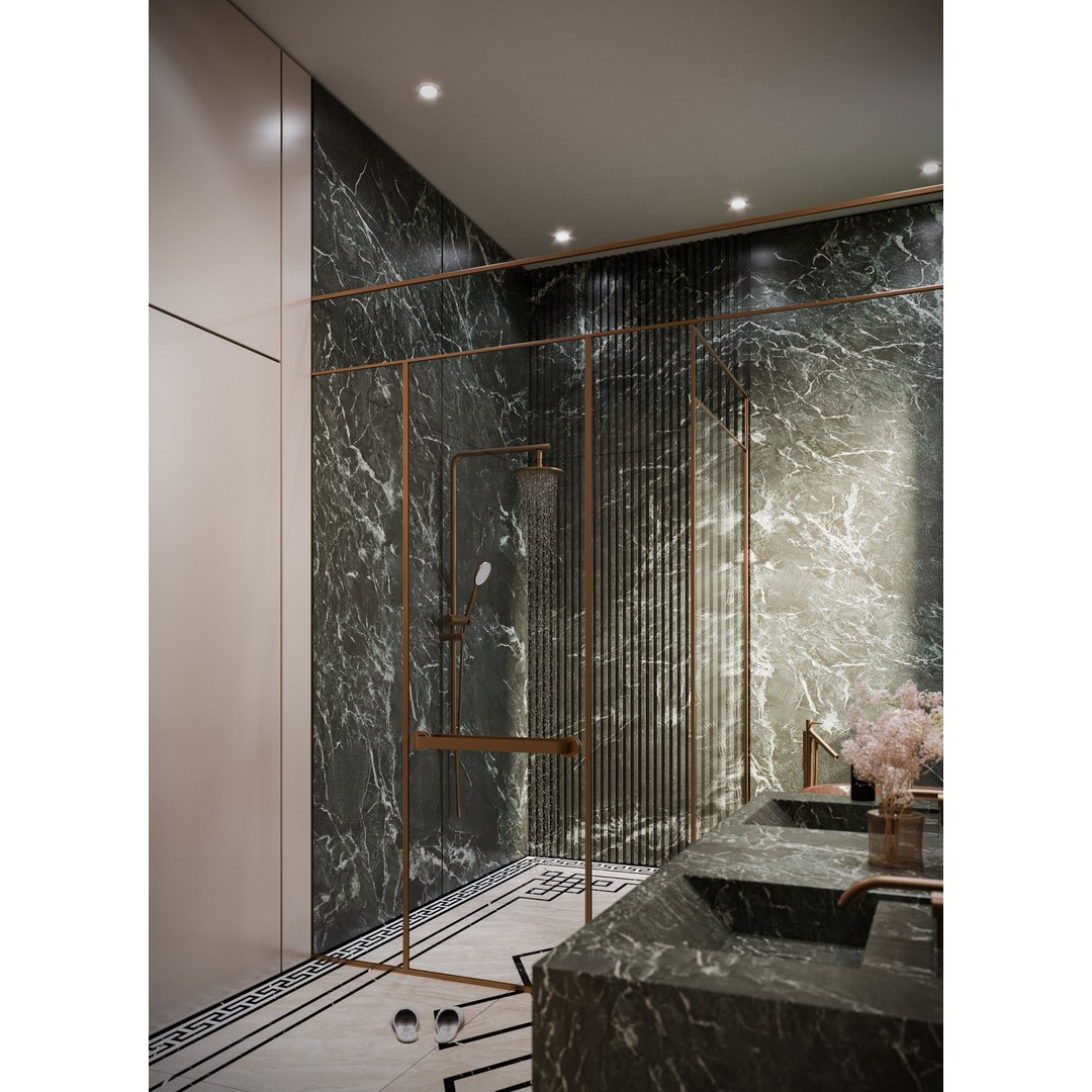 Luxury Bathroom 3D Model – Elegant Design with Marble and Copper, FBX - View 14