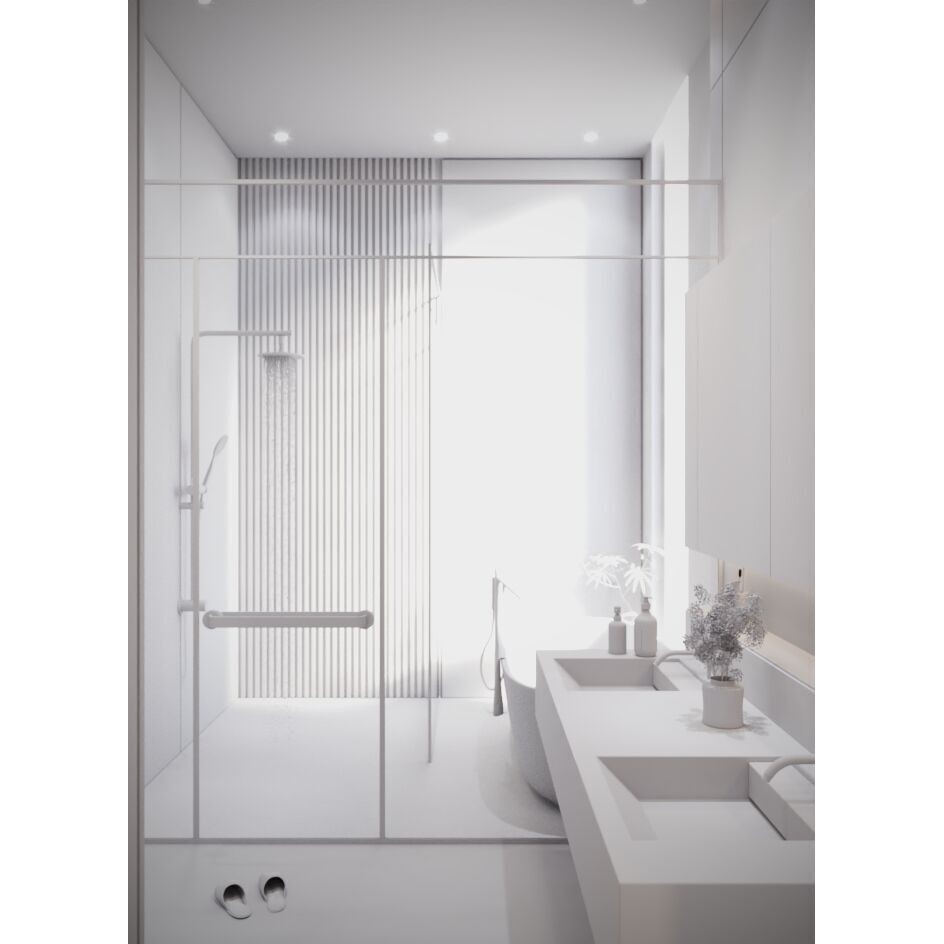 Luxury Bathroom 3D Model – Elegant Design with Marble and Copper, FBX - View 3