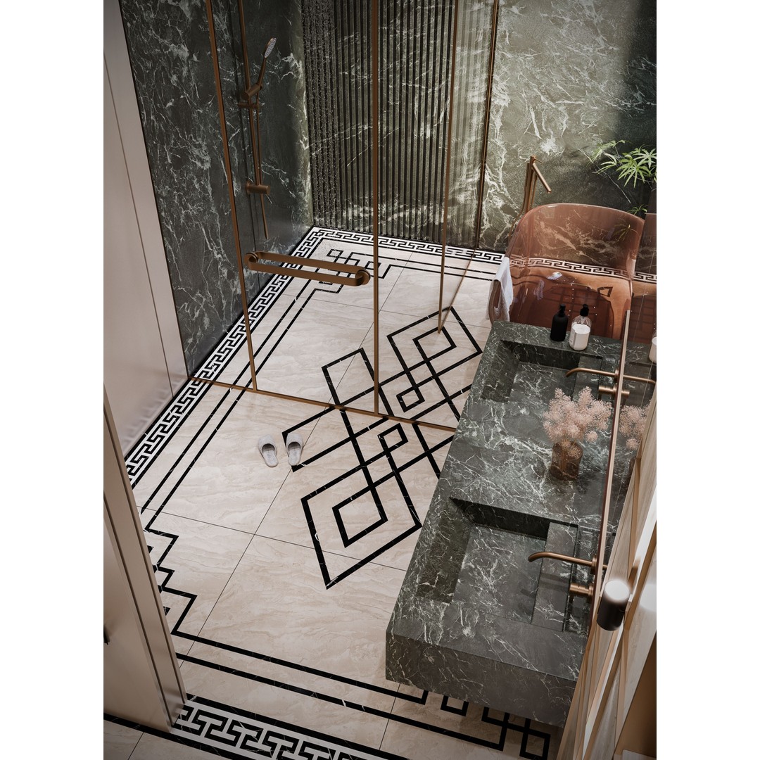 Luxury Bathroom 3D Model – Elegant Design with Marble and Copper, FBX - View 5