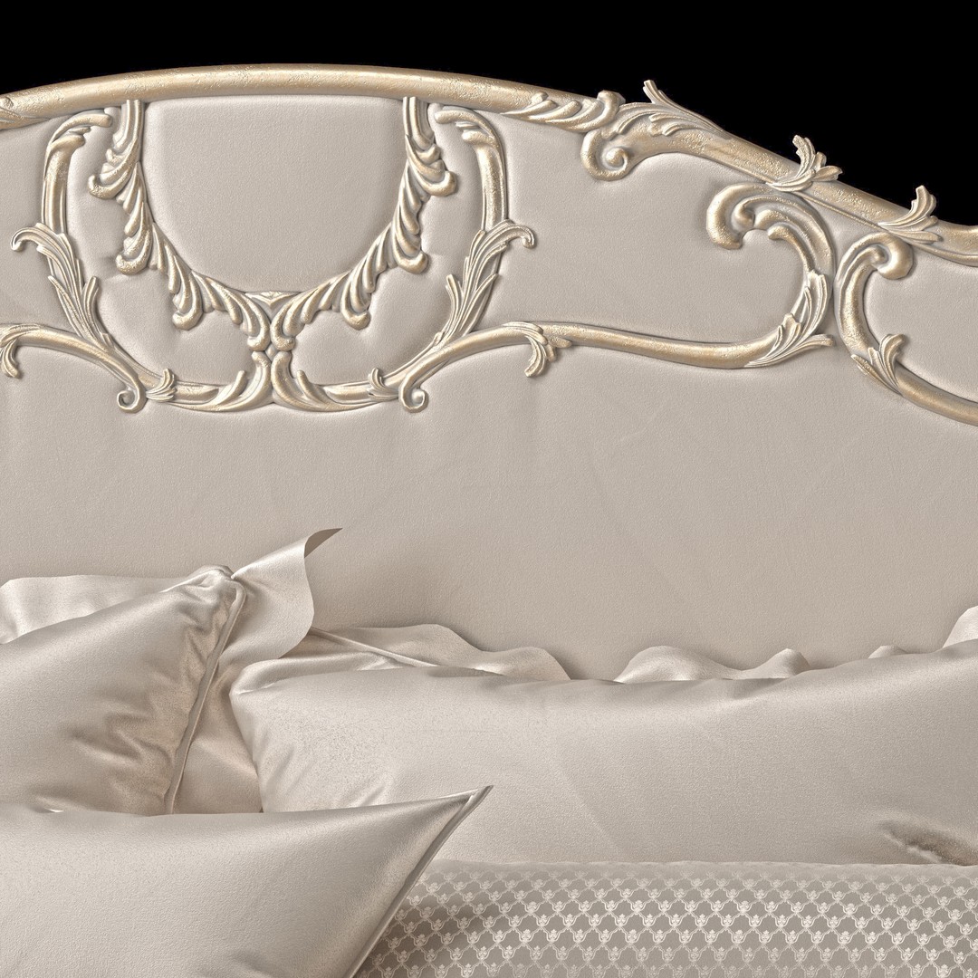Madeleine Bed 3D Model – Classical Rococo Furniture, FBX & OBJ - View 12