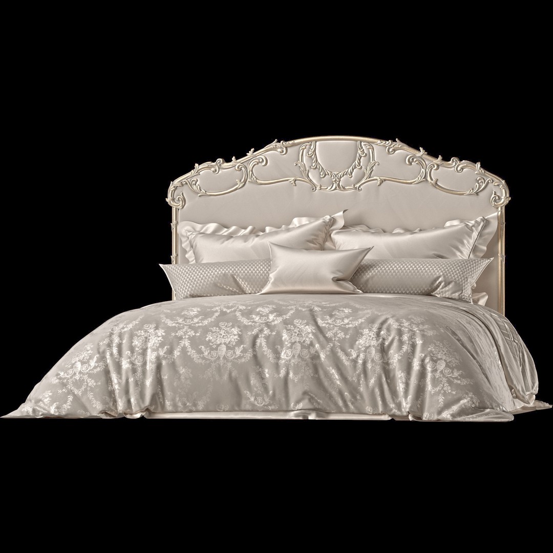 Madeleine Bed 3D Model – Classical Rococo Furniture, FBX & OBJ - View 7