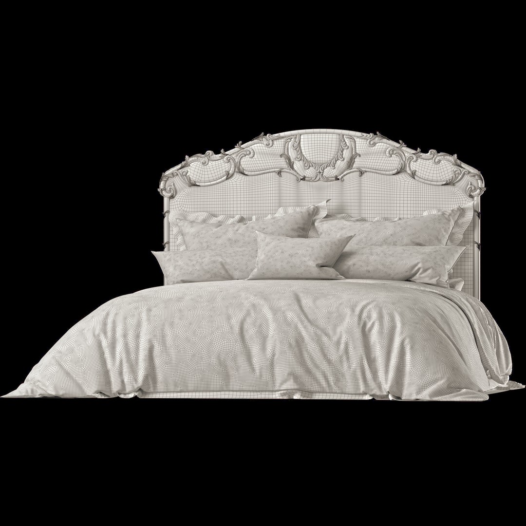 Madeleine Bed 3D Model – Classical Rococo Furniture, FBX & OBJ - View 9
