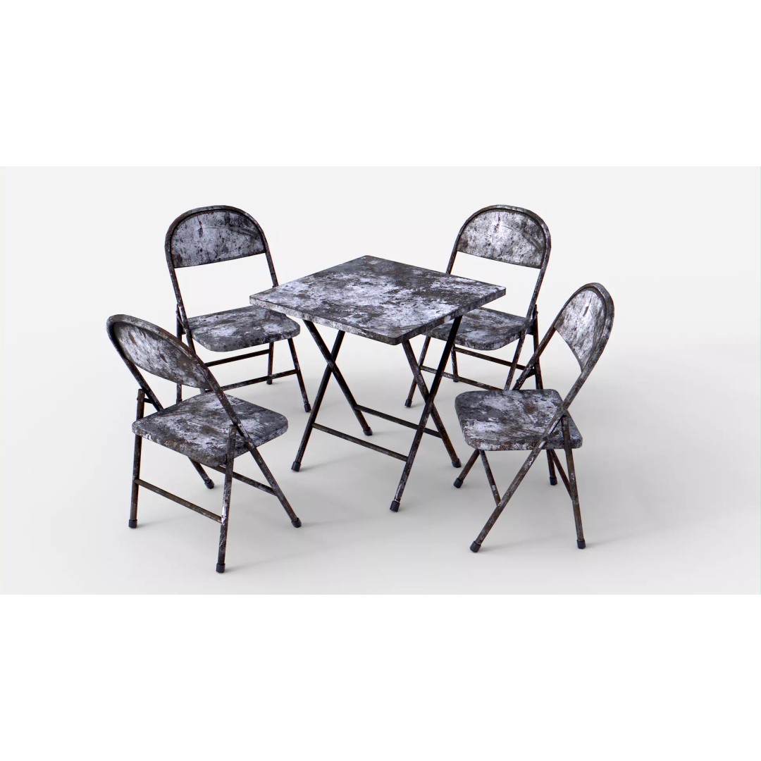 Rusted Folding Table 3D Model – Low Poly Game Asset, FBX - View 2