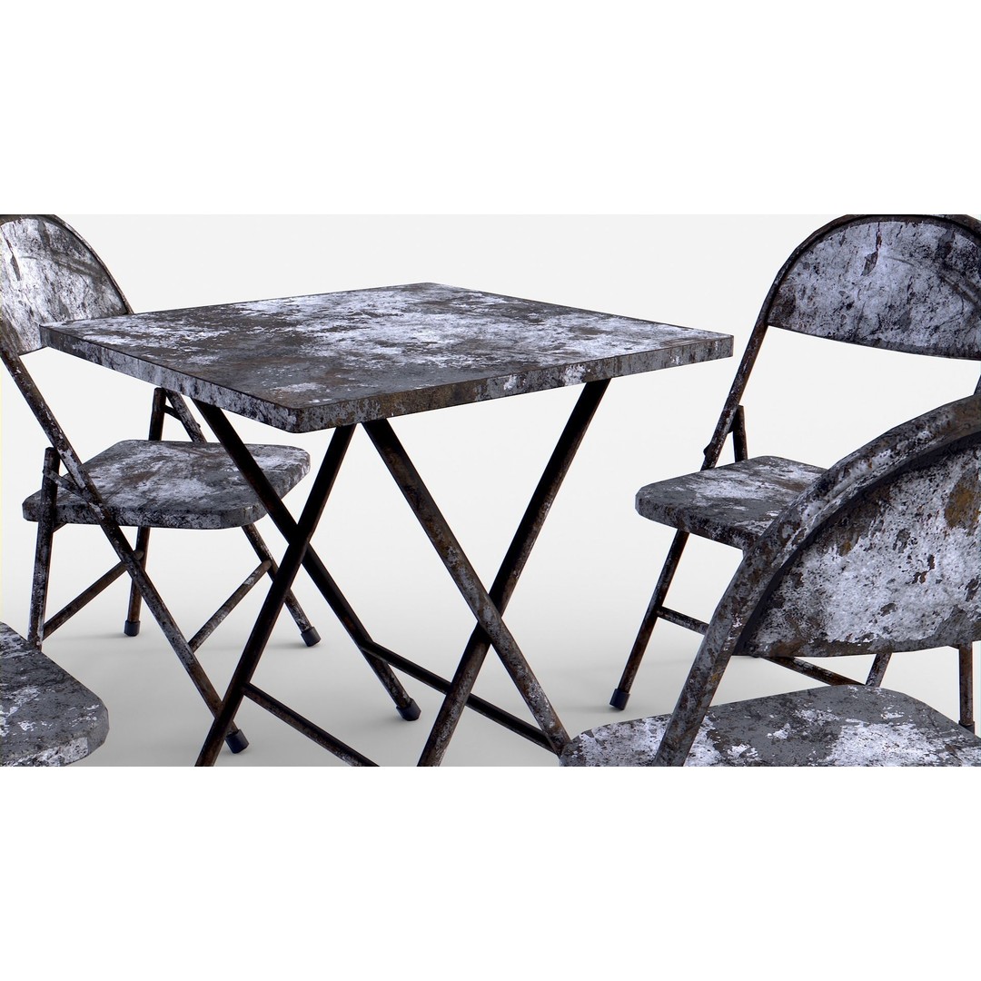 Rusted Folding Table 3D Model – Low Poly Game Asset, FBX - View 5
