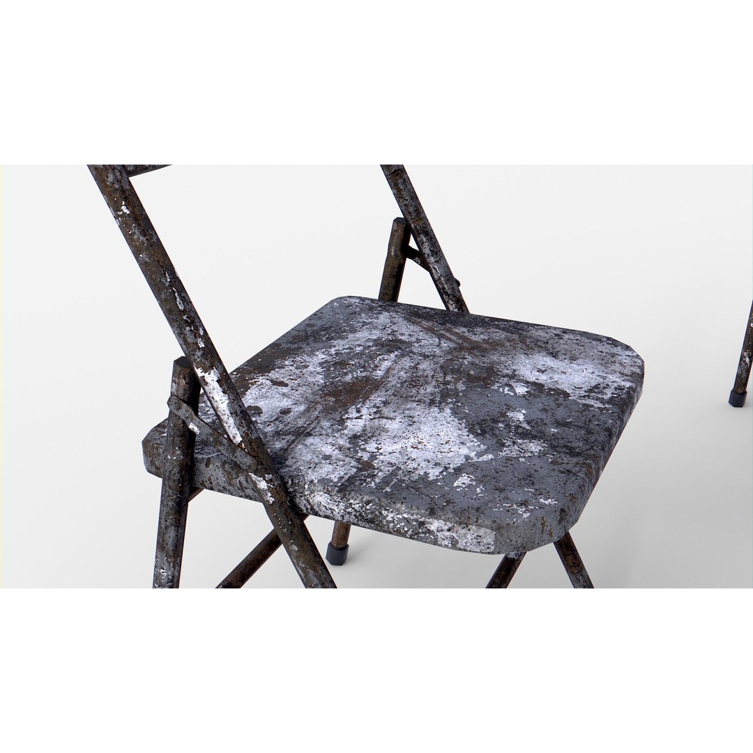 Rusted Folding Table 3D Model – Low Poly Game Asset, FBX - View 6