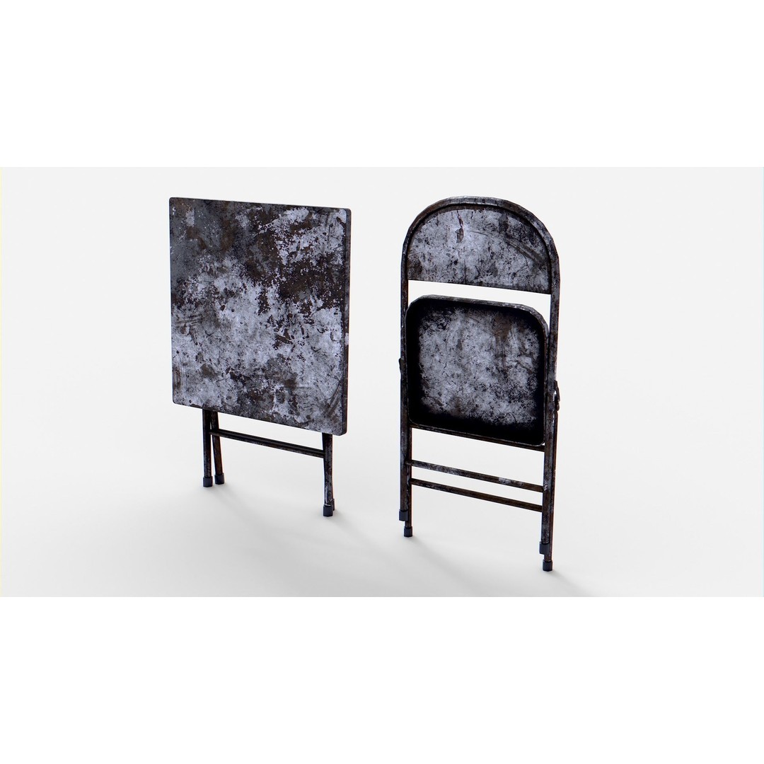 Rusted Folding Table 3D Model – Low Poly Game Asset, FBX - View 8