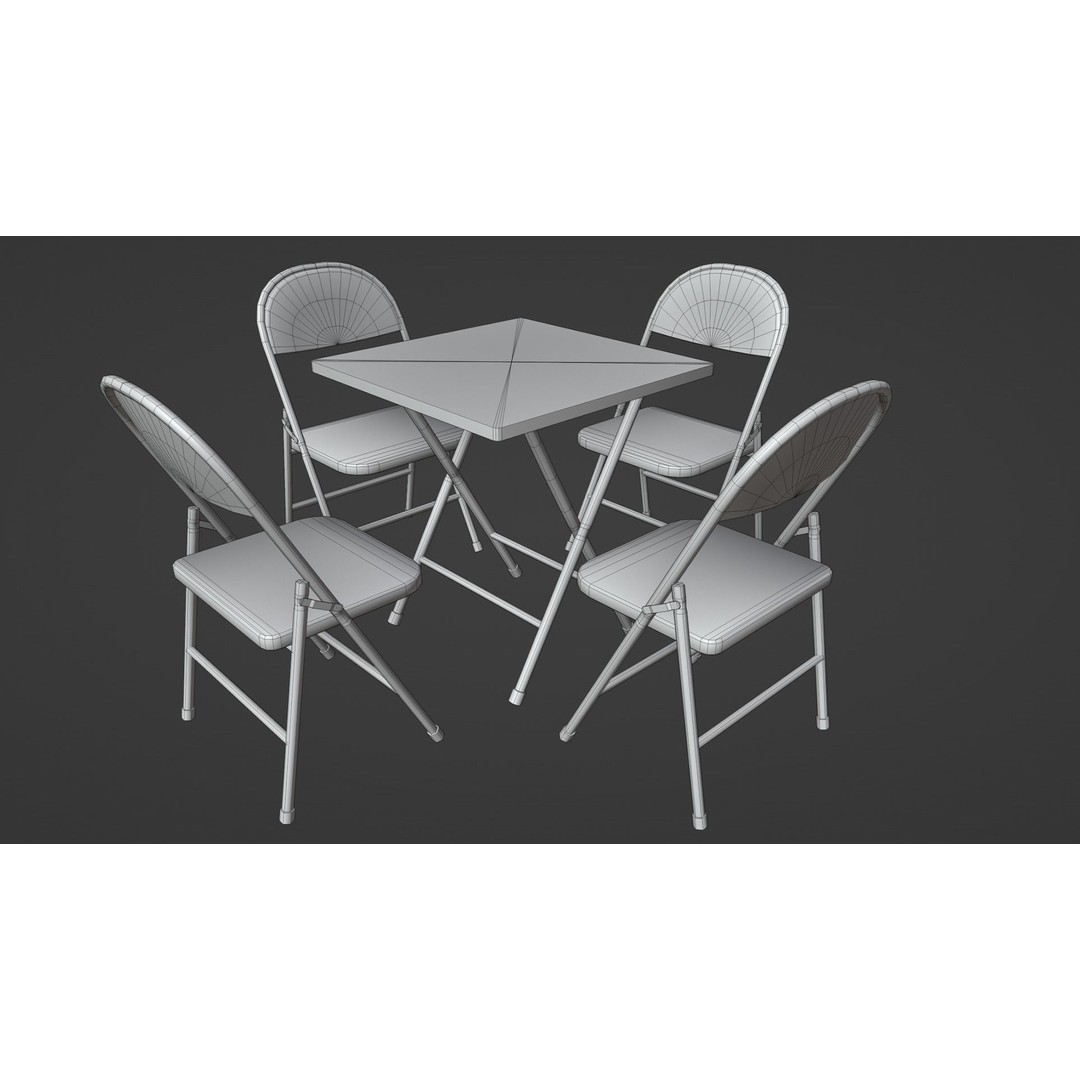 Rusted Folding Table 3D Model – Low Poly Game Asset, FBX - View 9