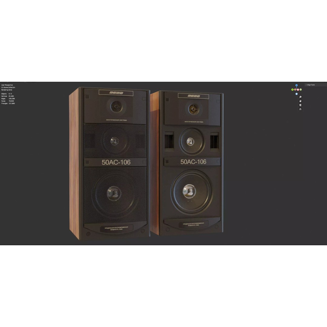 50 AC106 Vega Speaker 3D Model – Vintage Audio System, PBR Textures - View 18