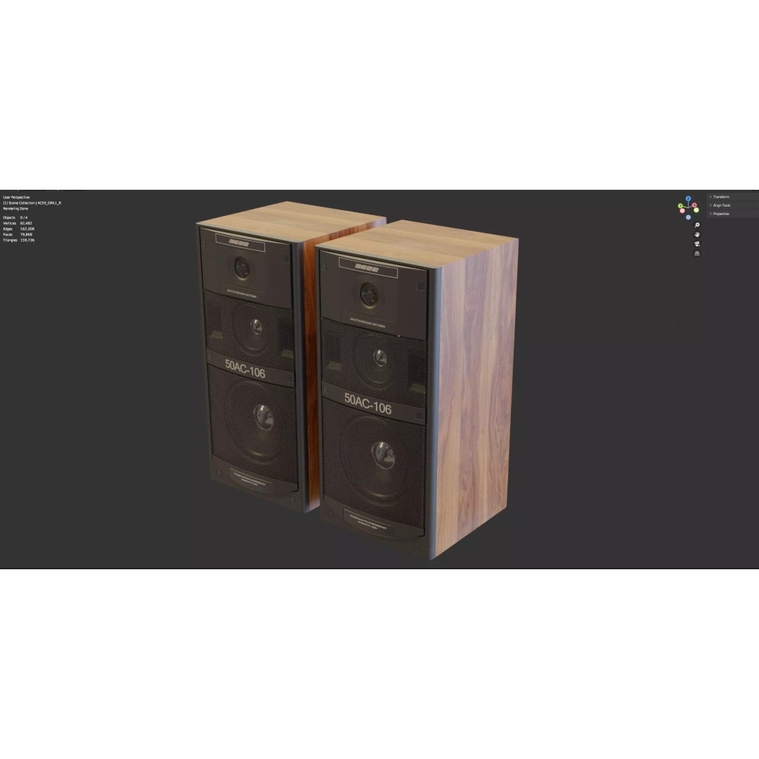 50 AC106 Vega Speaker 3D Model – Vintage Audio System, PBR Textures - View 4