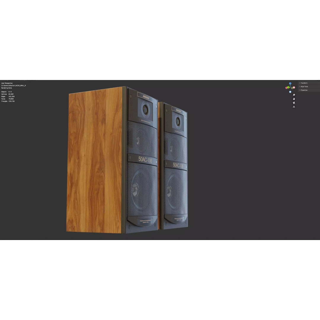50 AC106 Vega Speaker 3D Model – Vintage Audio System, PBR Textures - View 6