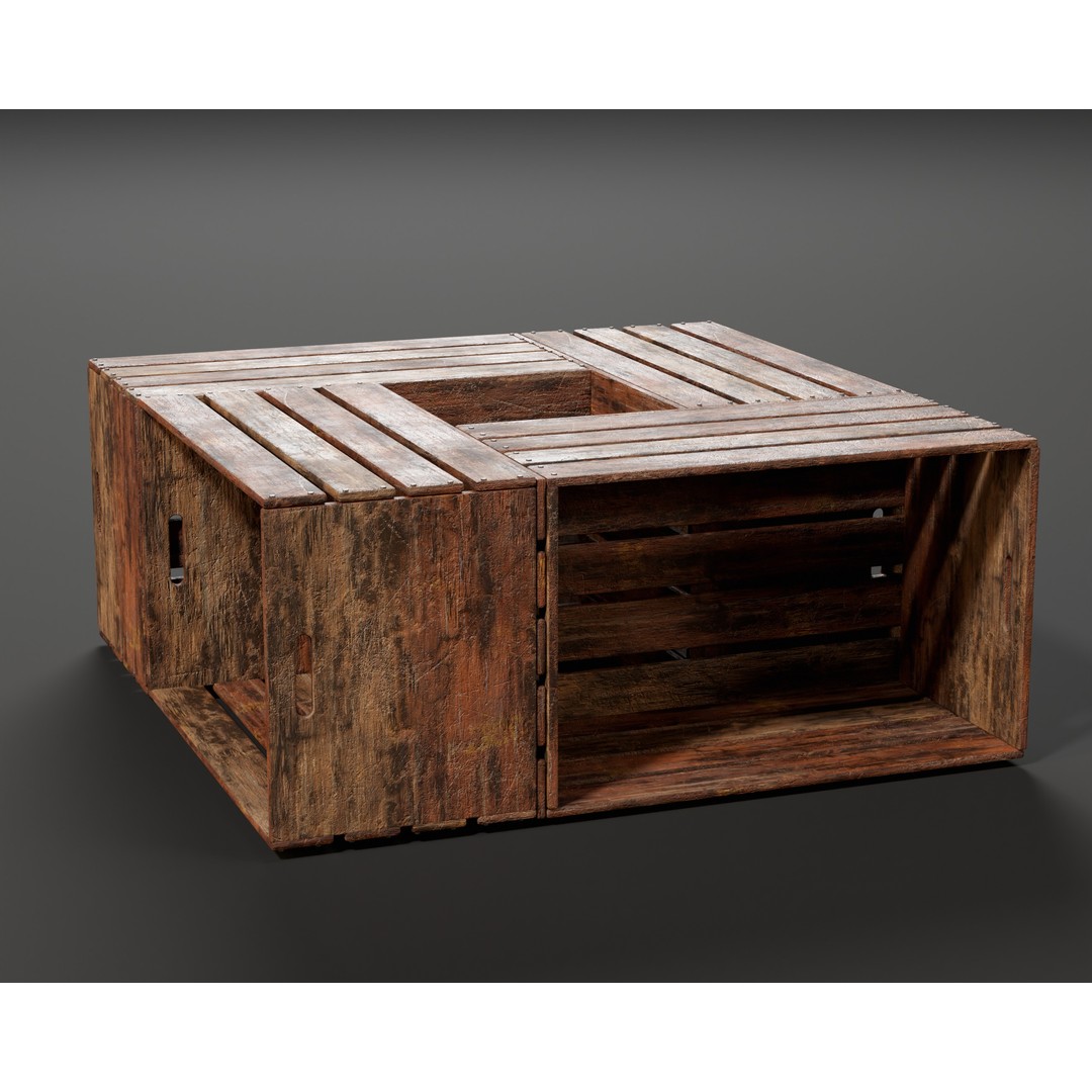 Medieval Crate Table 3D Model – Low Poly PBR Game Asset, FBX, OBJ - View 5