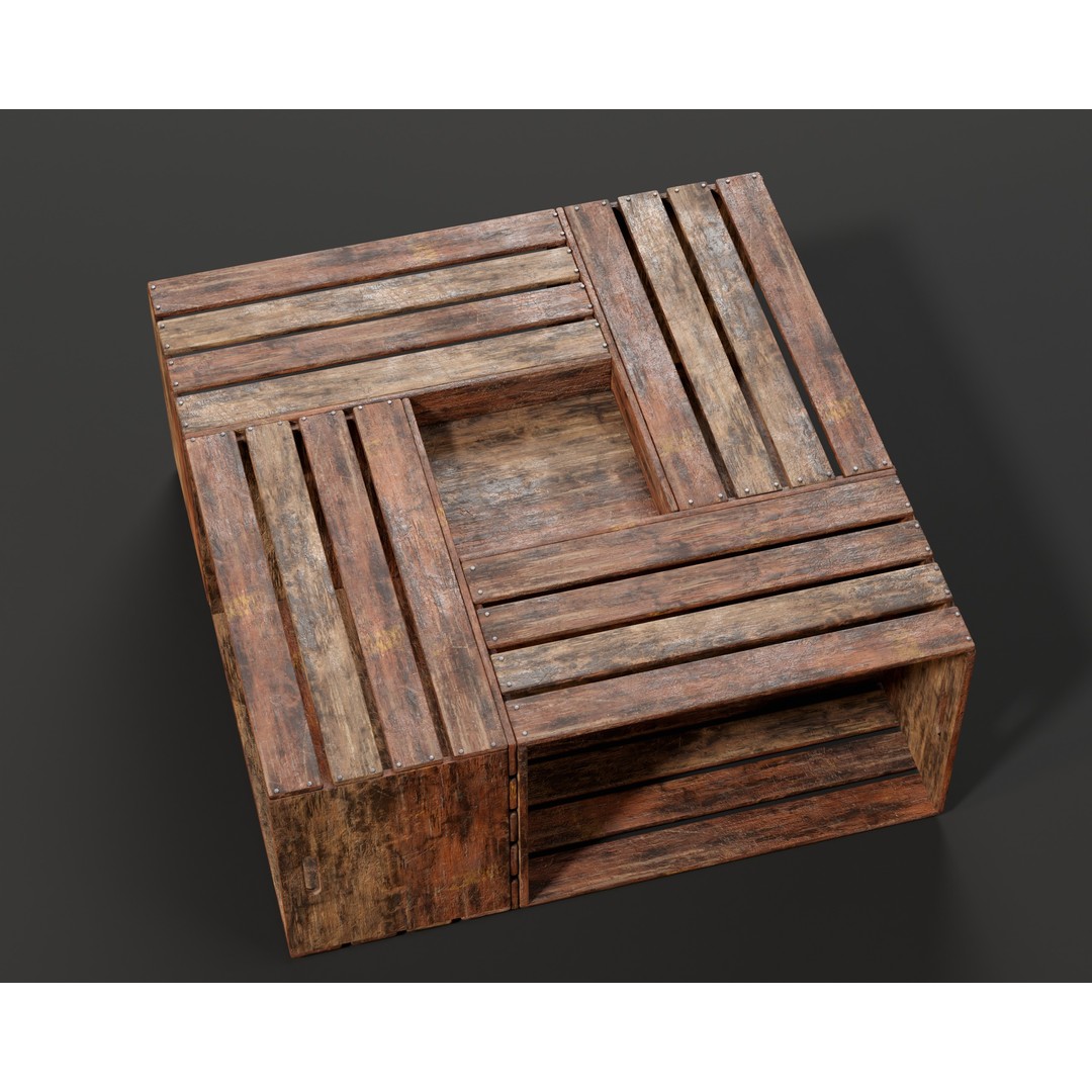 Medieval Crate Table 3D Model – Low Poly PBR Game Asset, FBX, OBJ - View 7