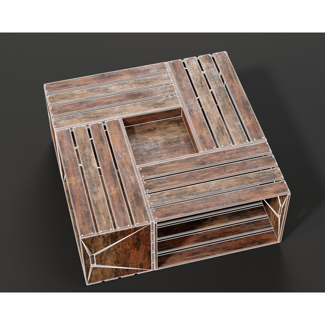 Medieval Crate Table 3D Model – Low Poly PBR Game Asset, FBX, OBJ - View 8