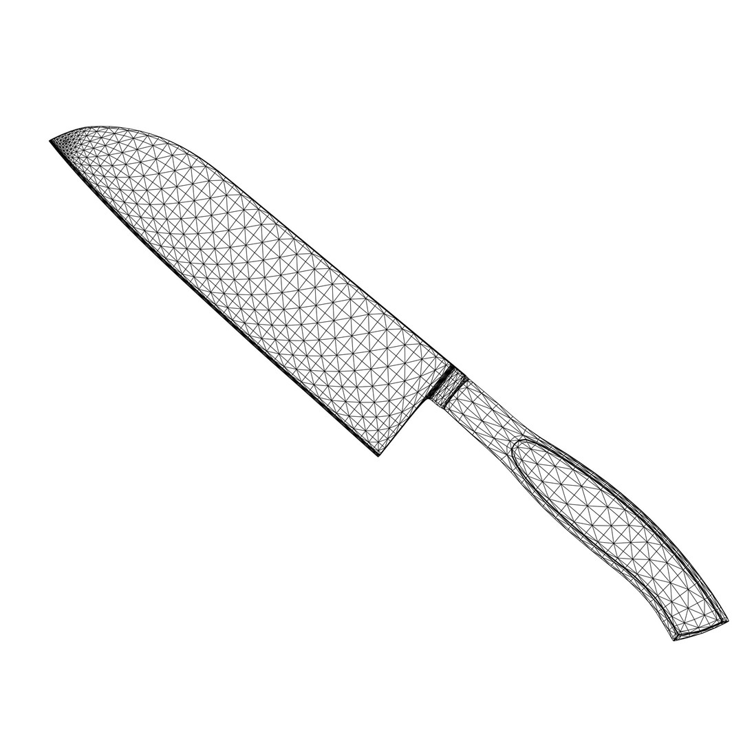 Santoku Kitchen Knife 3D Model – Low Poly PBR Asset, FBX