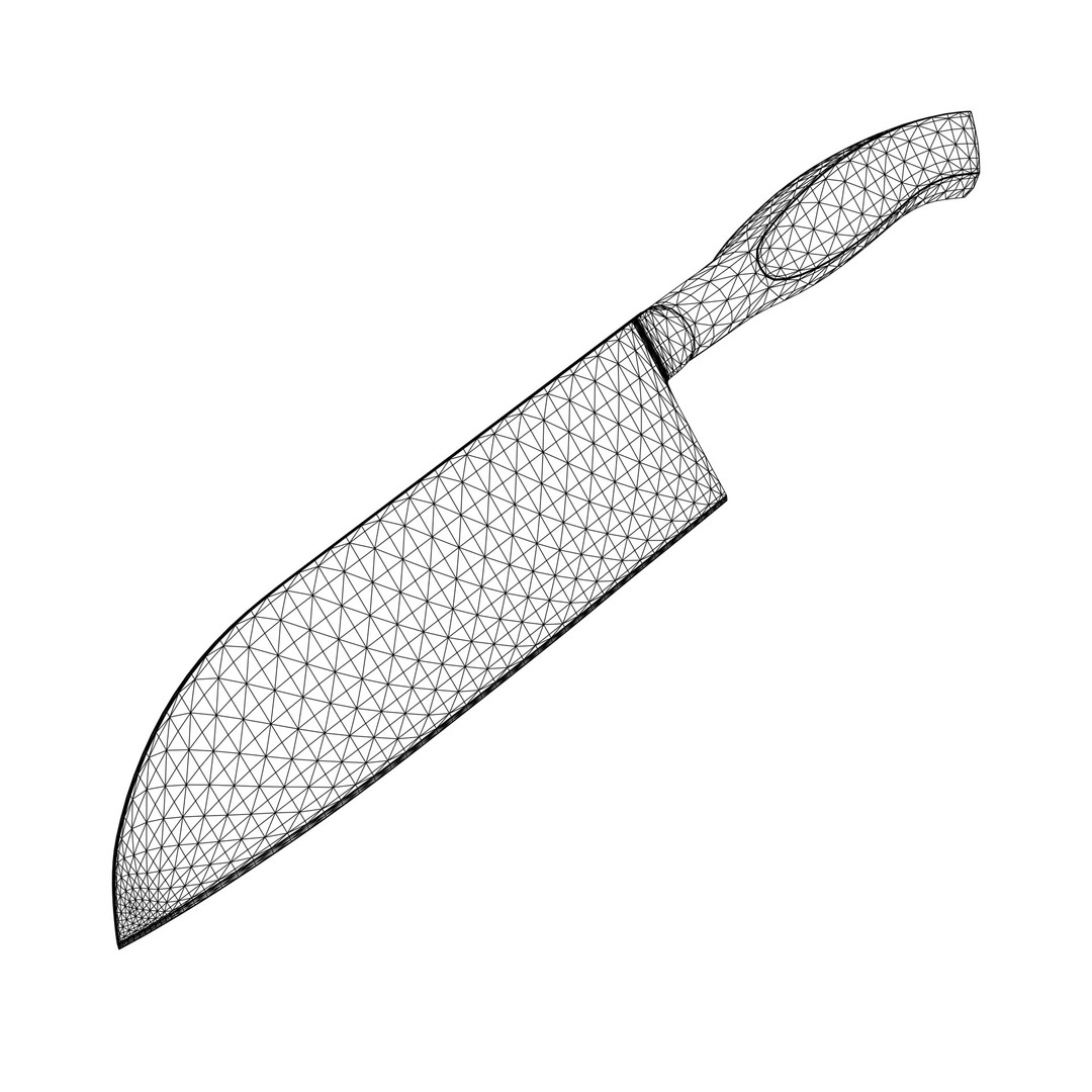 Santoku Kitchen Knife 3D Model – Low Poly PBR Asset, FBX - View 10