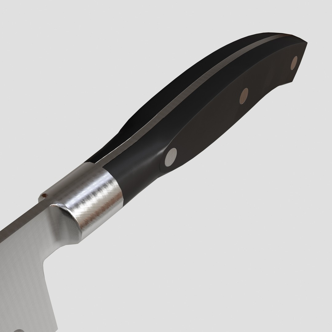 Santoku Kitchen Knife 3D Model – Low Poly PBR Asset, FBX - View 3
