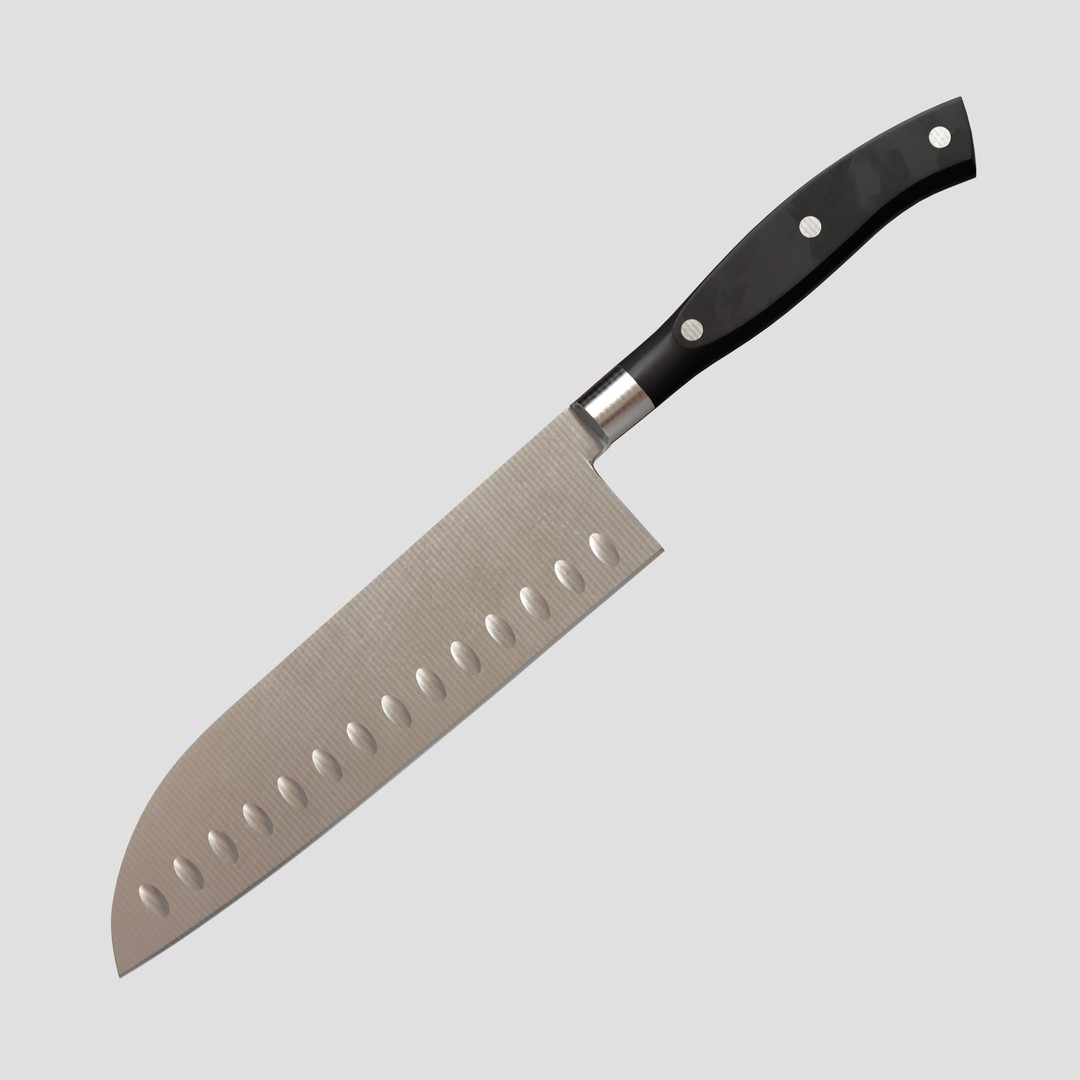 Santoku Kitchen Knife 3D Model – Low Poly PBR Asset, FBX - View 4