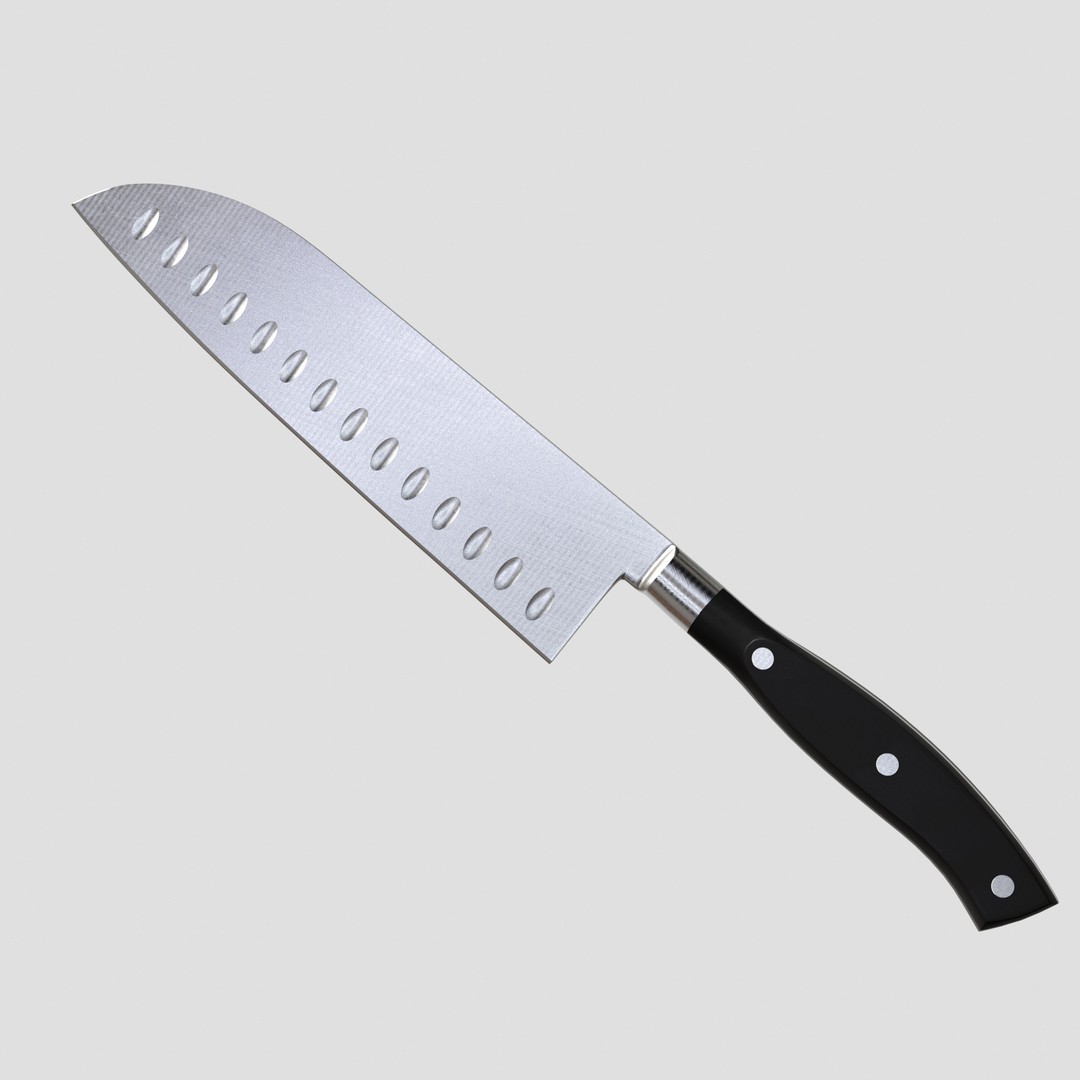 Santoku Kitchen Knife 3D Model – Low Poly PBR Asset, FBX - View 6