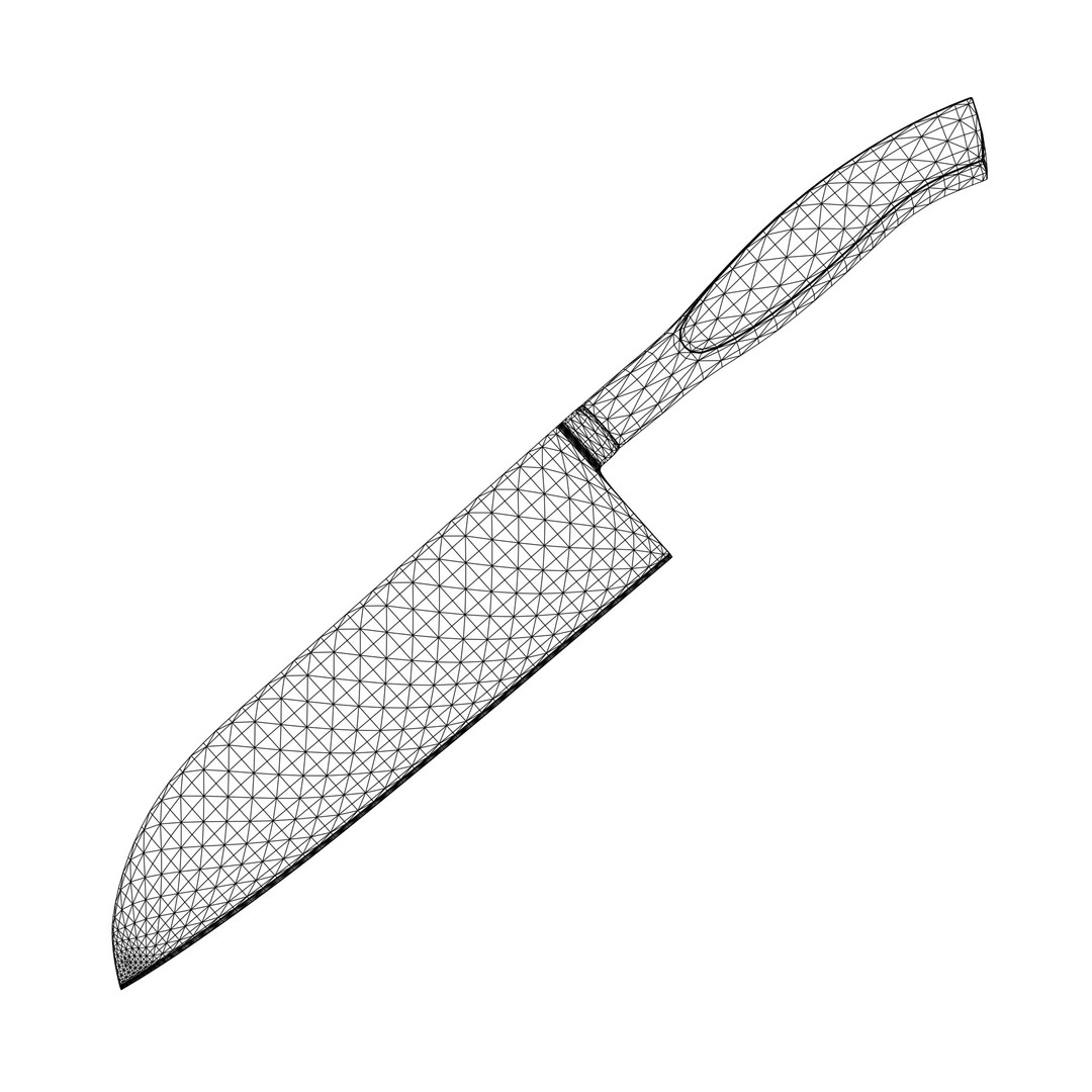 Santoku Kitchen Knife 3D Model – Low Poly PBR Asset, FBX - View 7
