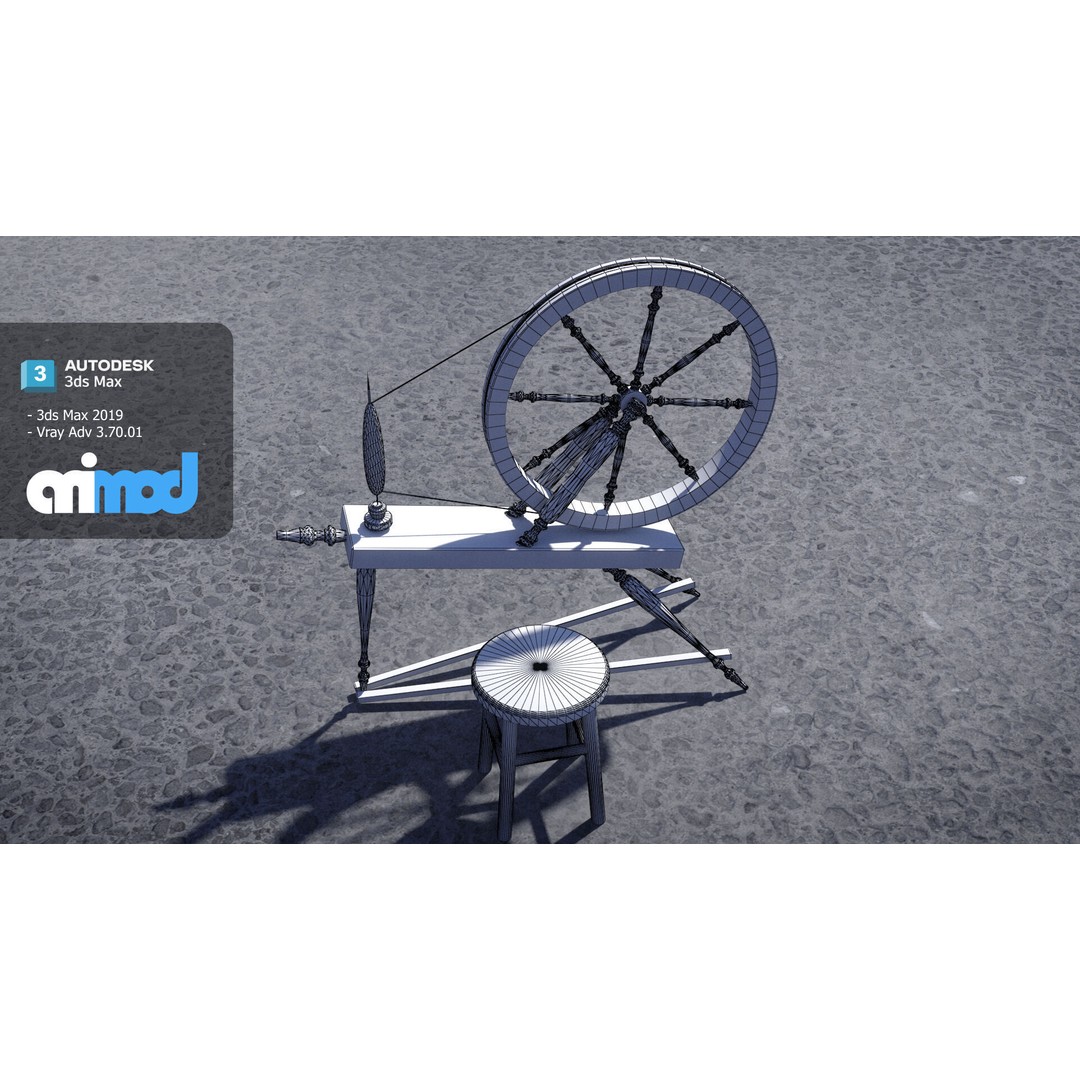 Old Textile Machine 3D Model – High Poly Game Asset, FBX, OBJ, PBR