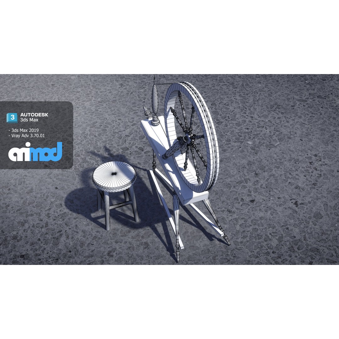 Old Textile Machine 3D Model – High Poly Game Asset, FBX, OBJ, PBR - View 10
