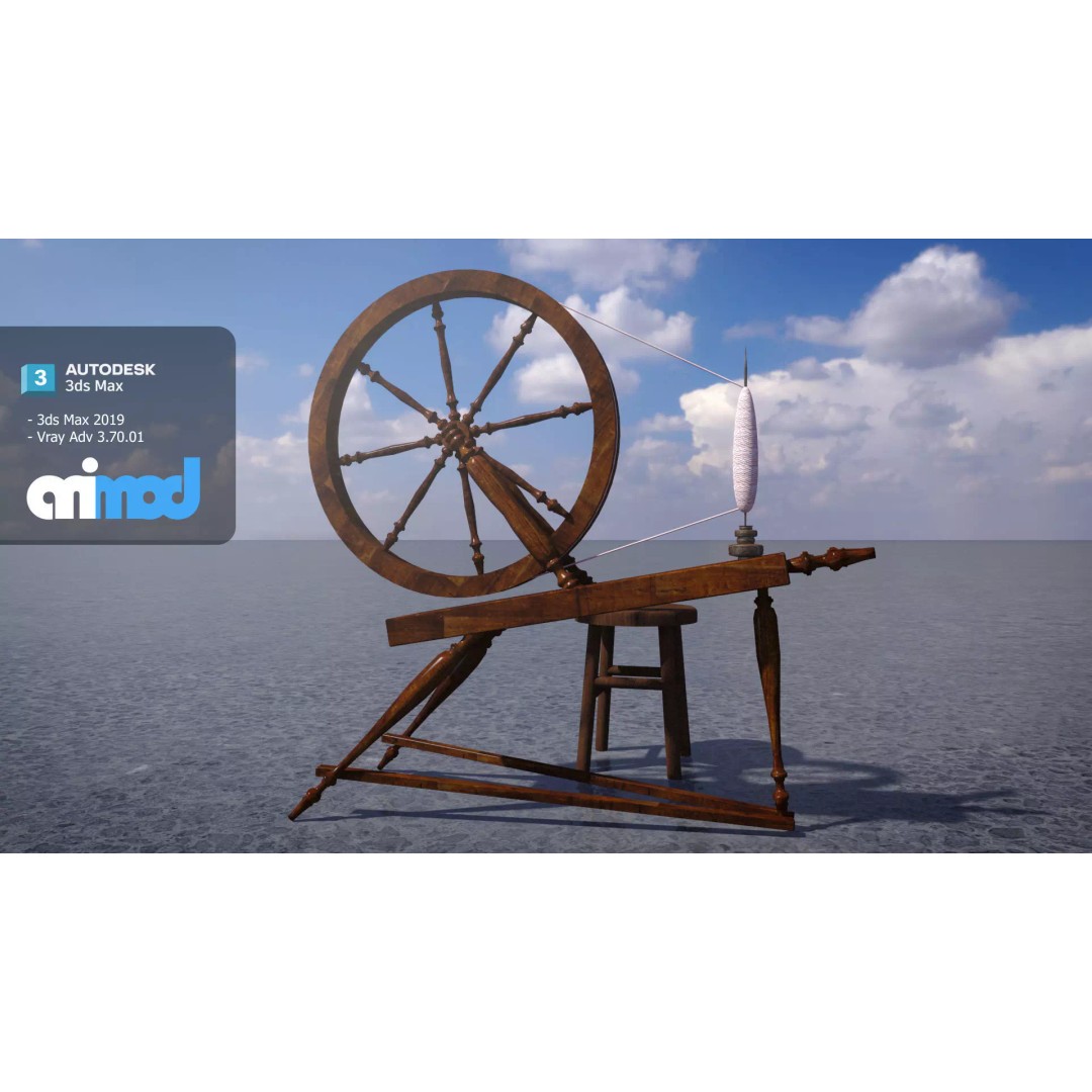 Old Textile Machine 3D Model – High Poly Game Asset, FBX, OBJ, PBR - View 2